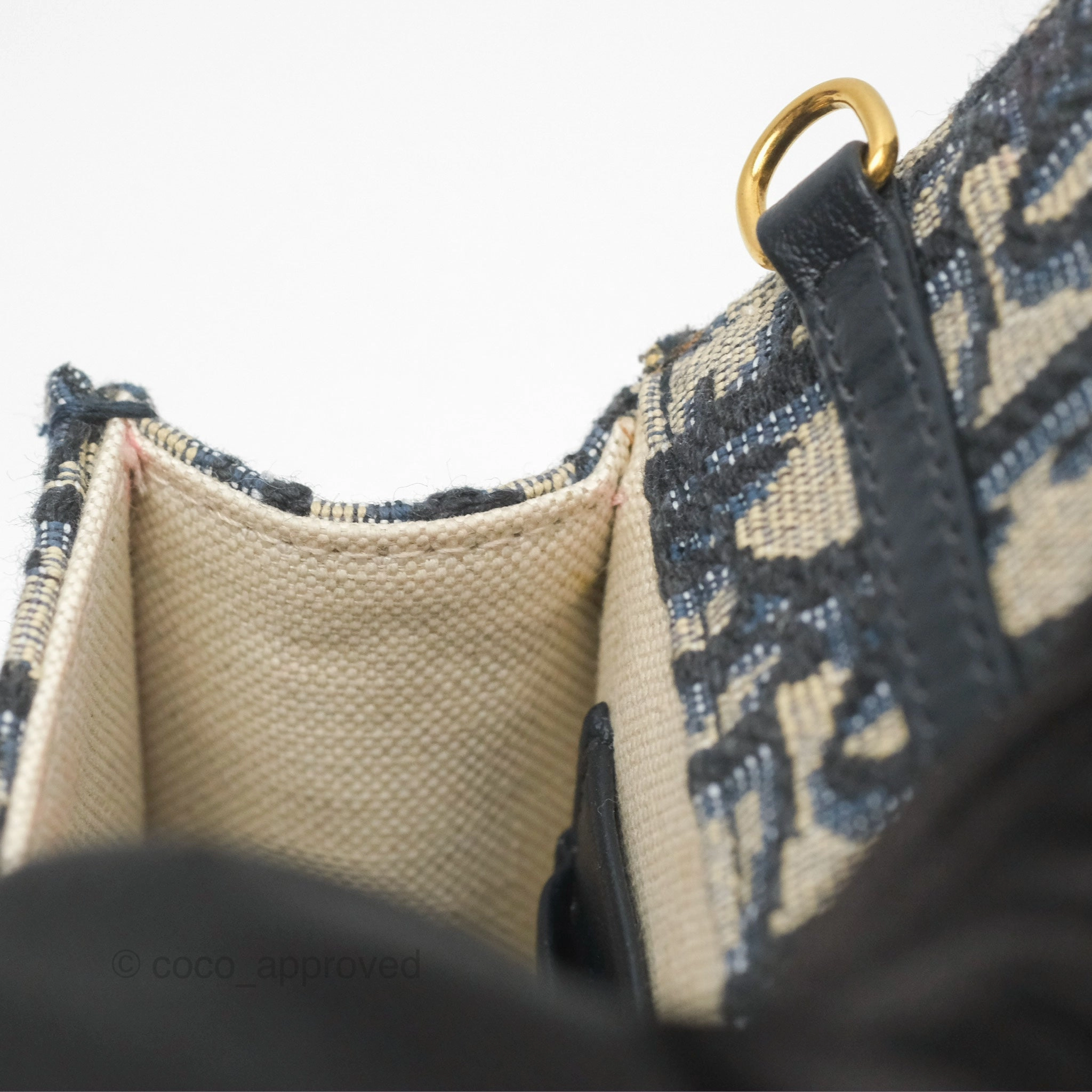 Dior Vertical Saddle Phone Holder Navy Oblique Canvas