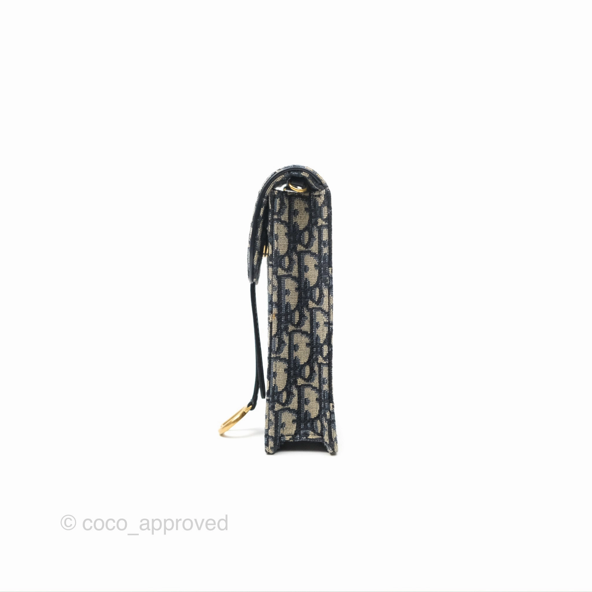 Dior Vertical Saddle Phone Holder Navy Oblique Canvas