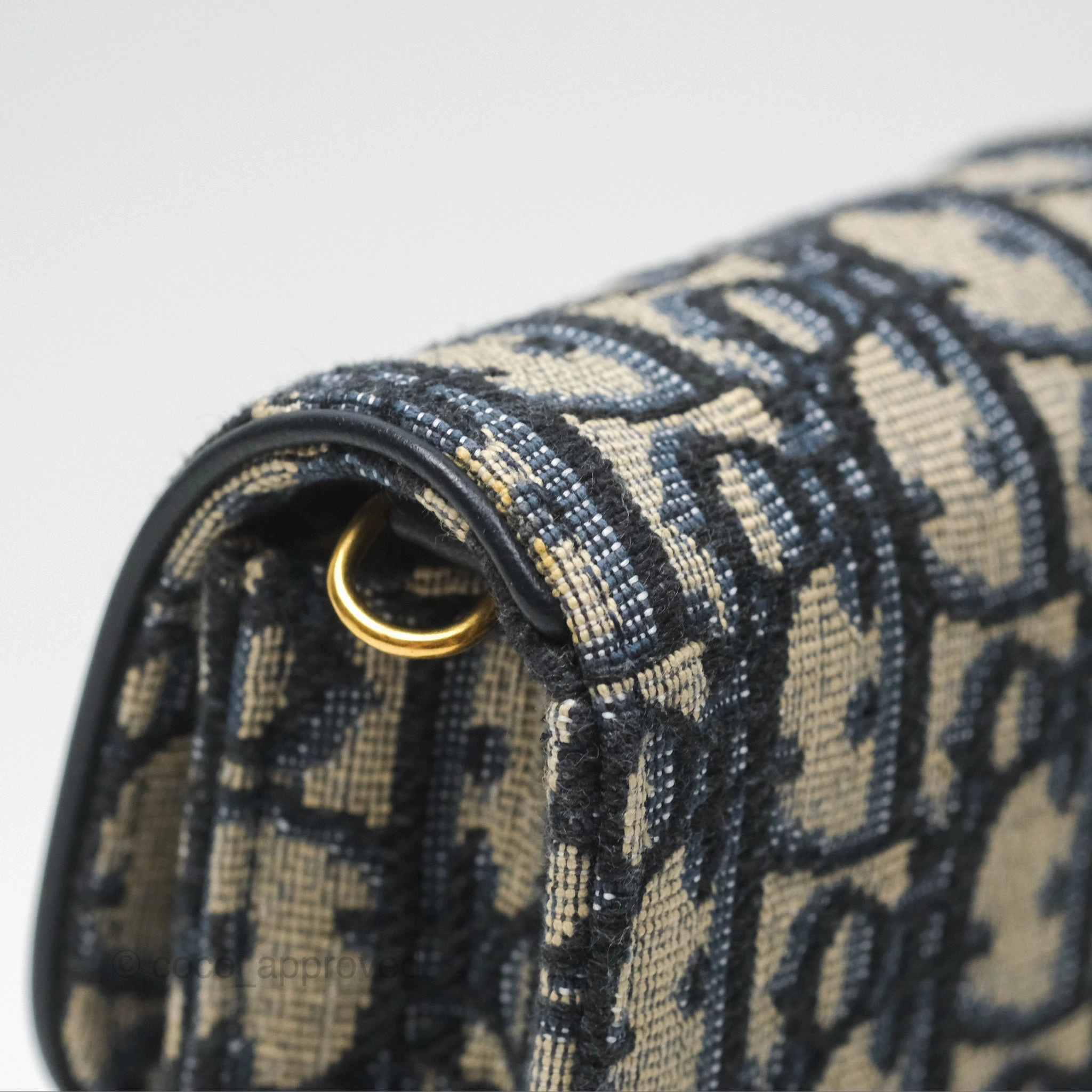 Dior Vertical Saddle Phone Holder Navy Oblique Canvas