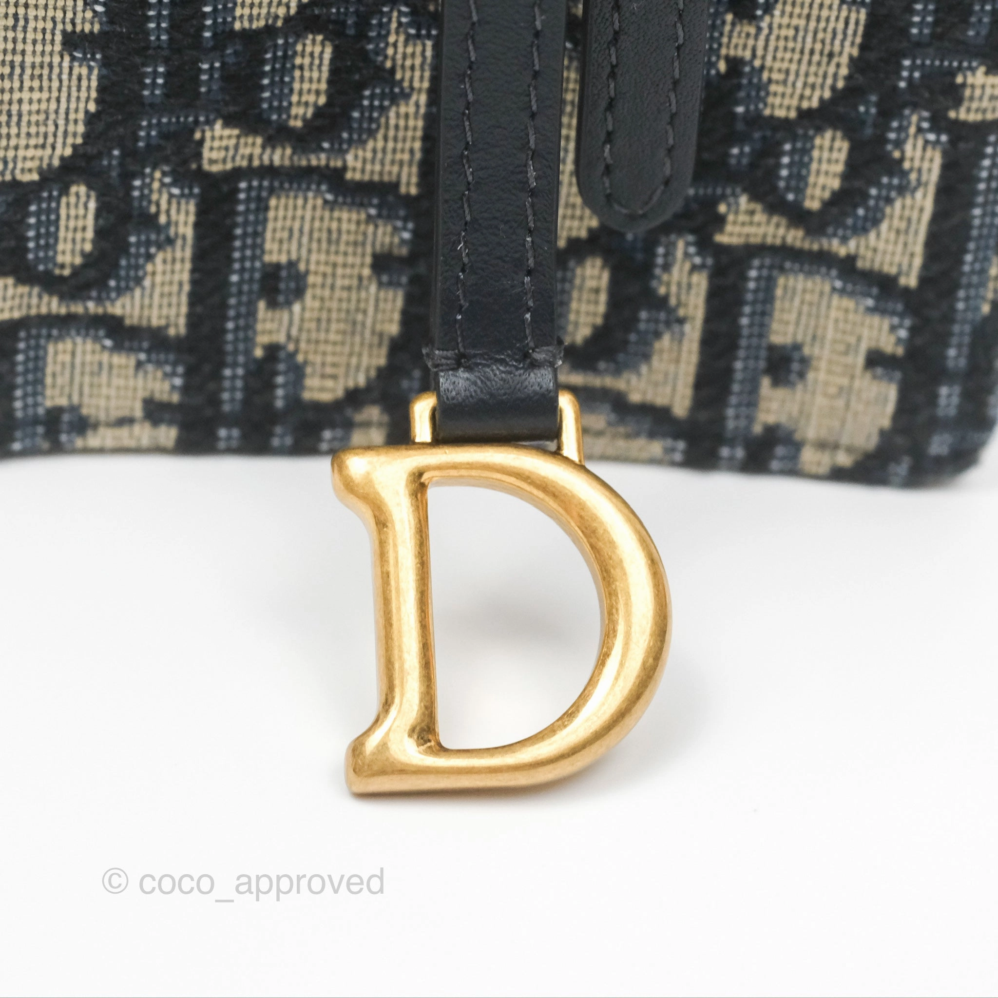 Dior Vertical Saddle Phone Holder Navy Oblique Canvas
