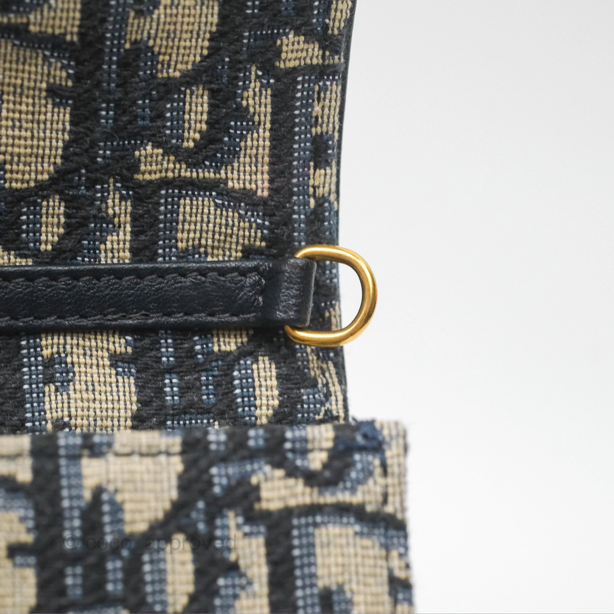 Dior Vertical Saddle Phone Holder Navy Oblique Canvas