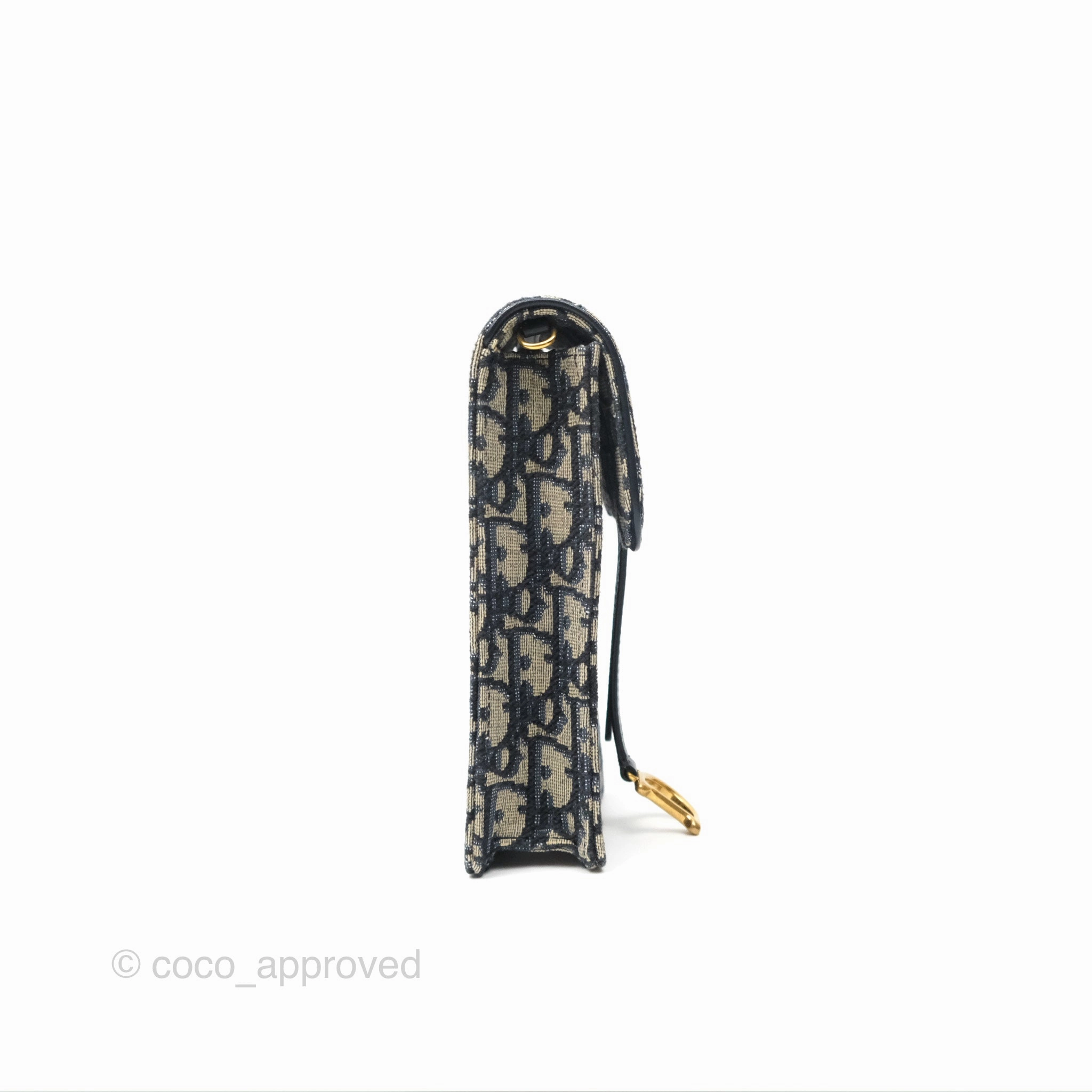 Dior Vertical Saddle Phone Holder Navy Oblique Canvas