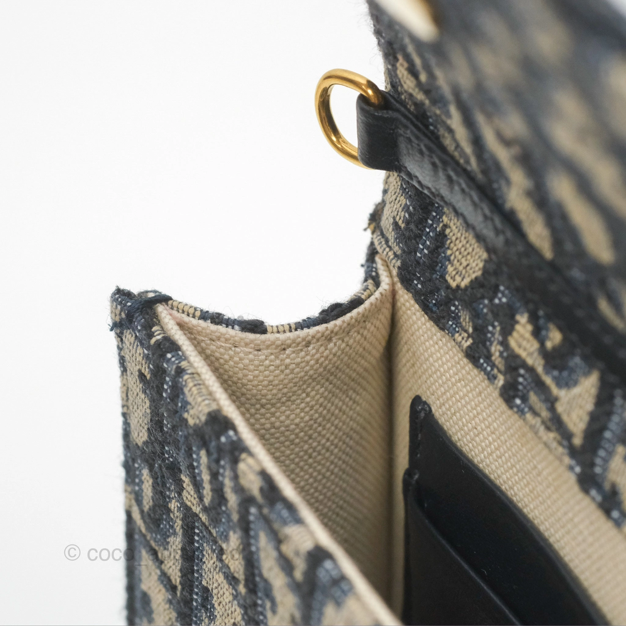 Dior Vertical Saddle Phone Holder Navy Oblique Canvas