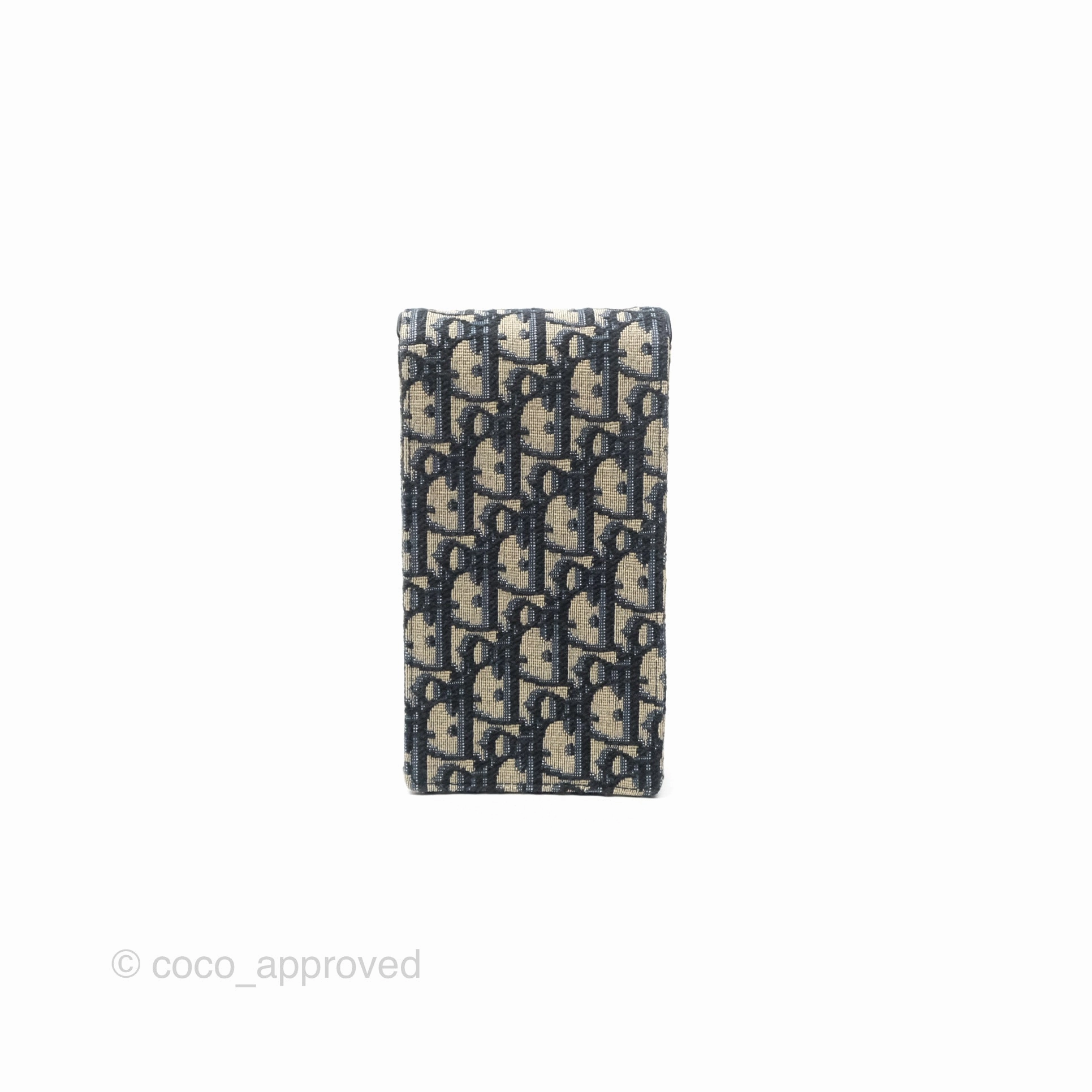 Dior Vertical Saddle Phone Holder Navy Oblique Canvas
