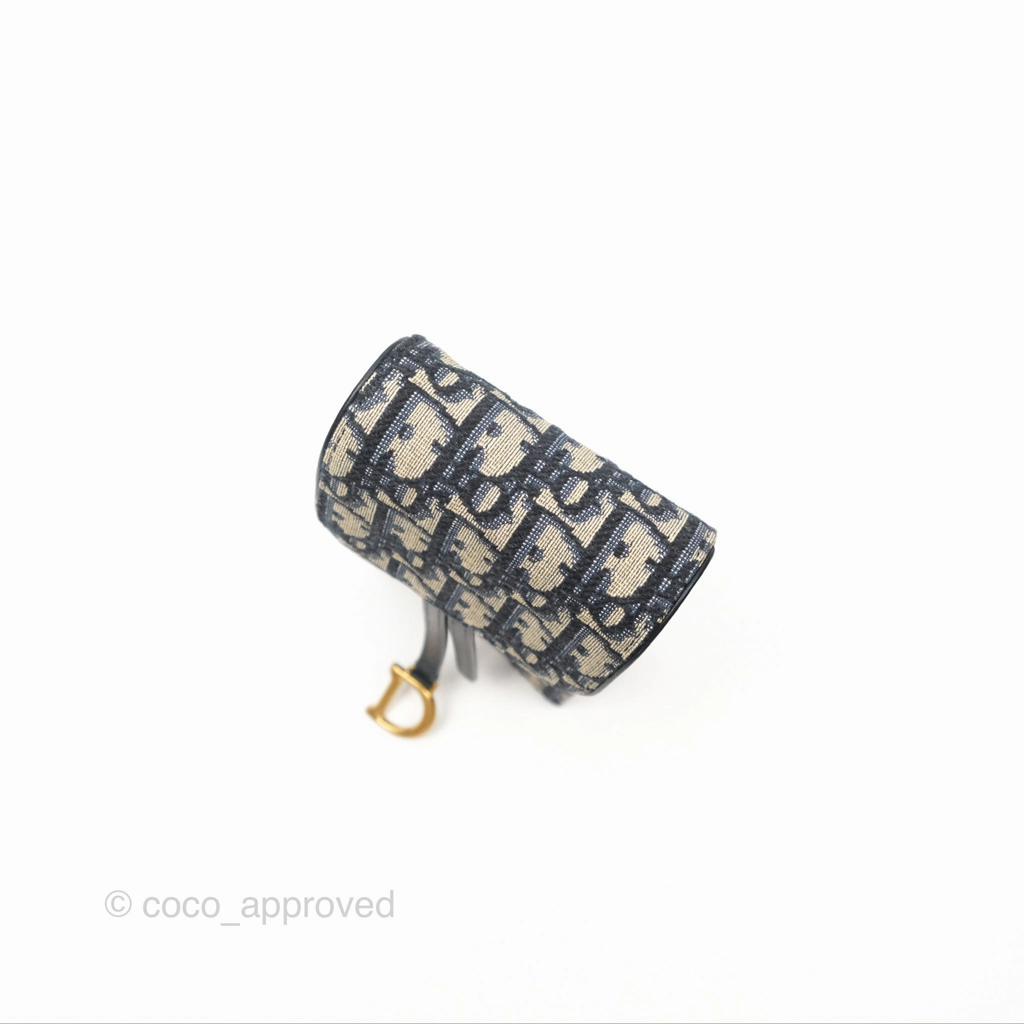 Dior Vertical Saddle Phone Holder Navy Oblique Canvas