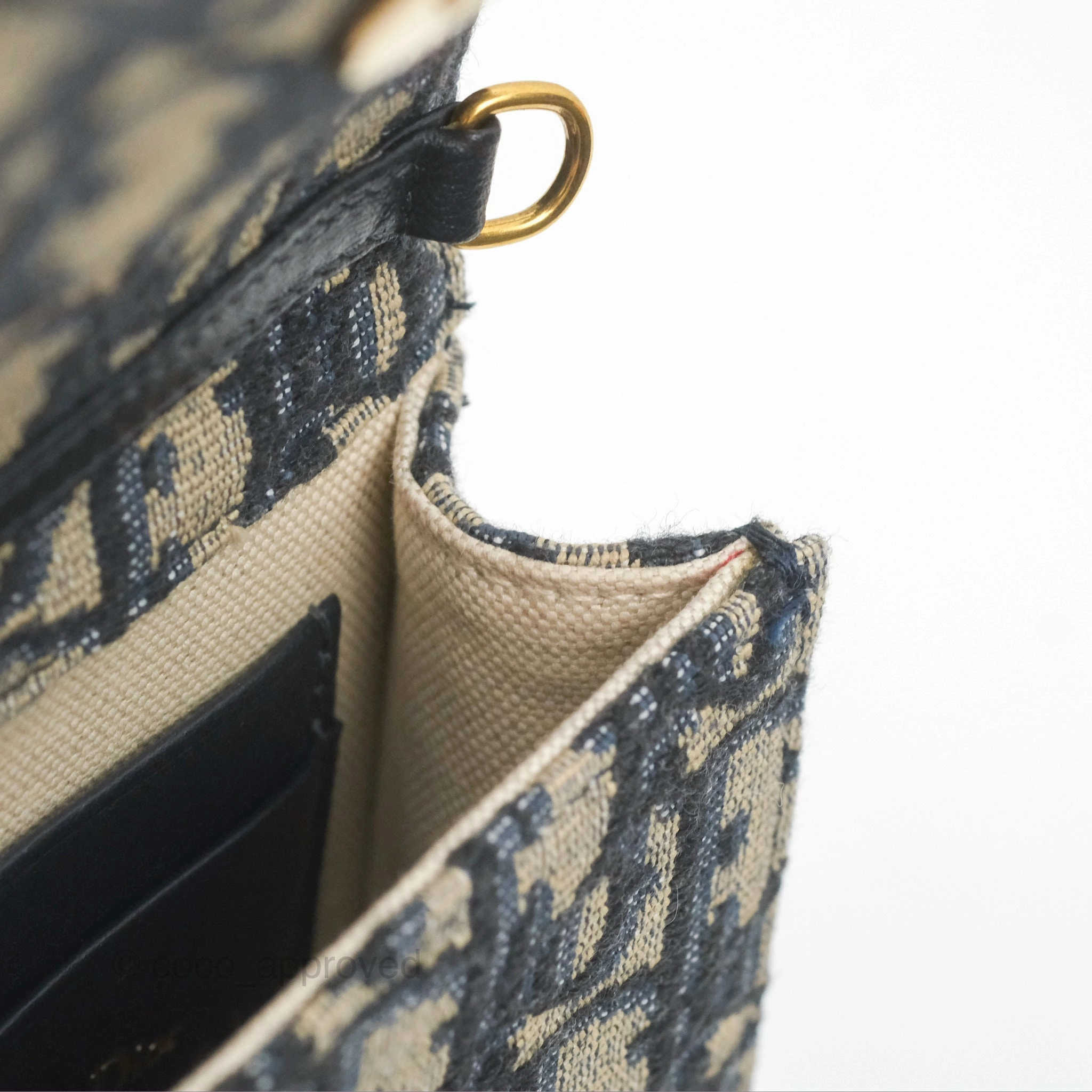 Dior Vertical Saddle Phone Holder Navy Oblique Canvas