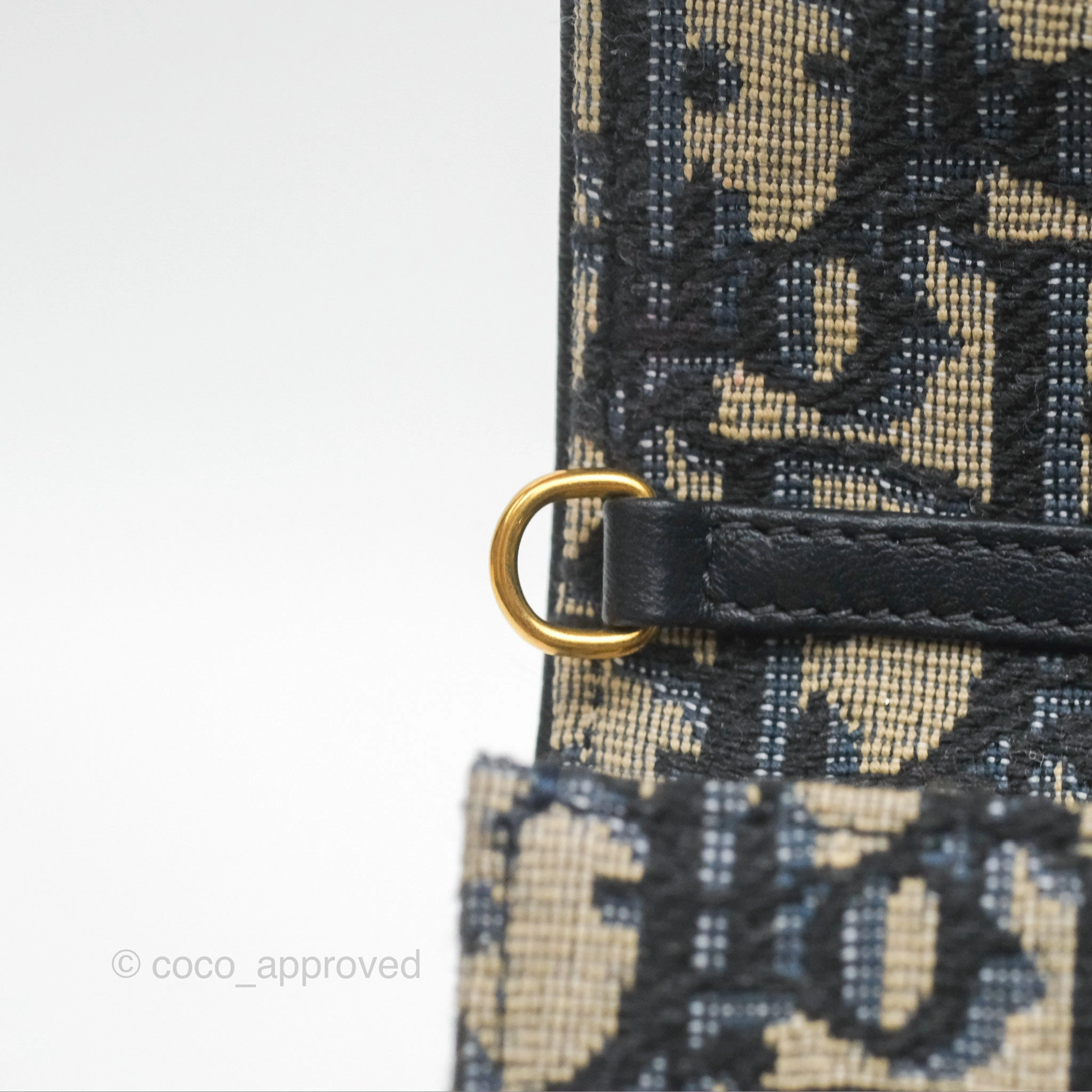 Dior Vertical Saddle Phone Holder Navy Oblique Canvas