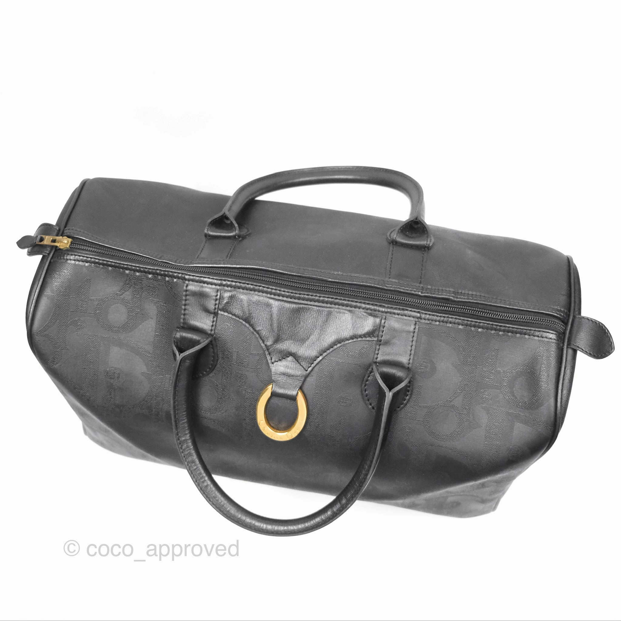 Dior Vintage Trotter Boston Duffle Bag Oblique Black