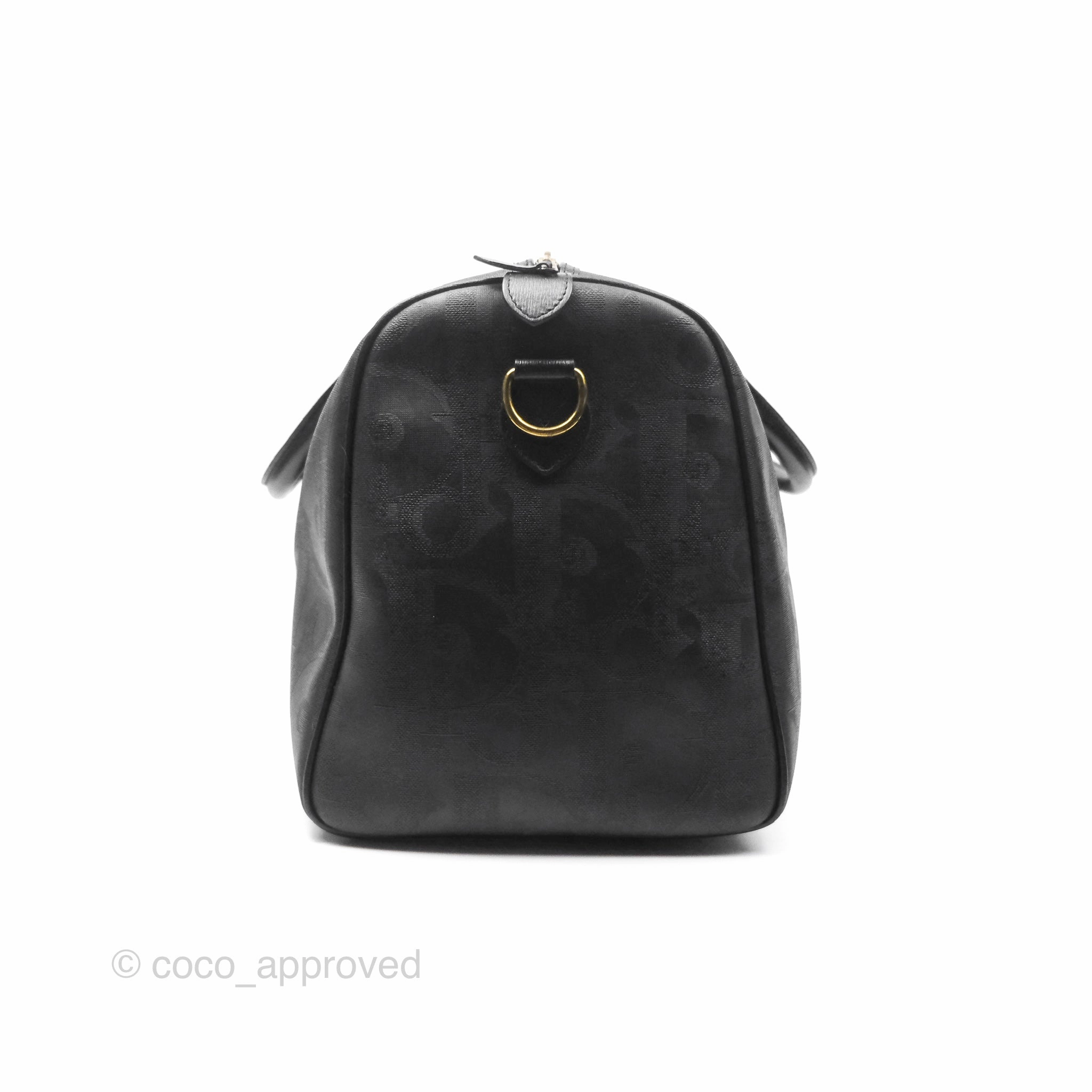 Dior Vintage Trotter Boston Duffle Bag Oblique Black
