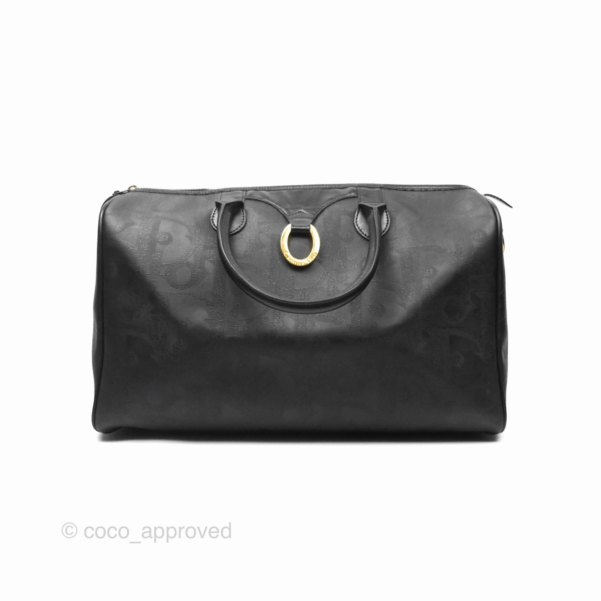 Dior Vintage Trotter Boston Duffle Bag Oblique Black