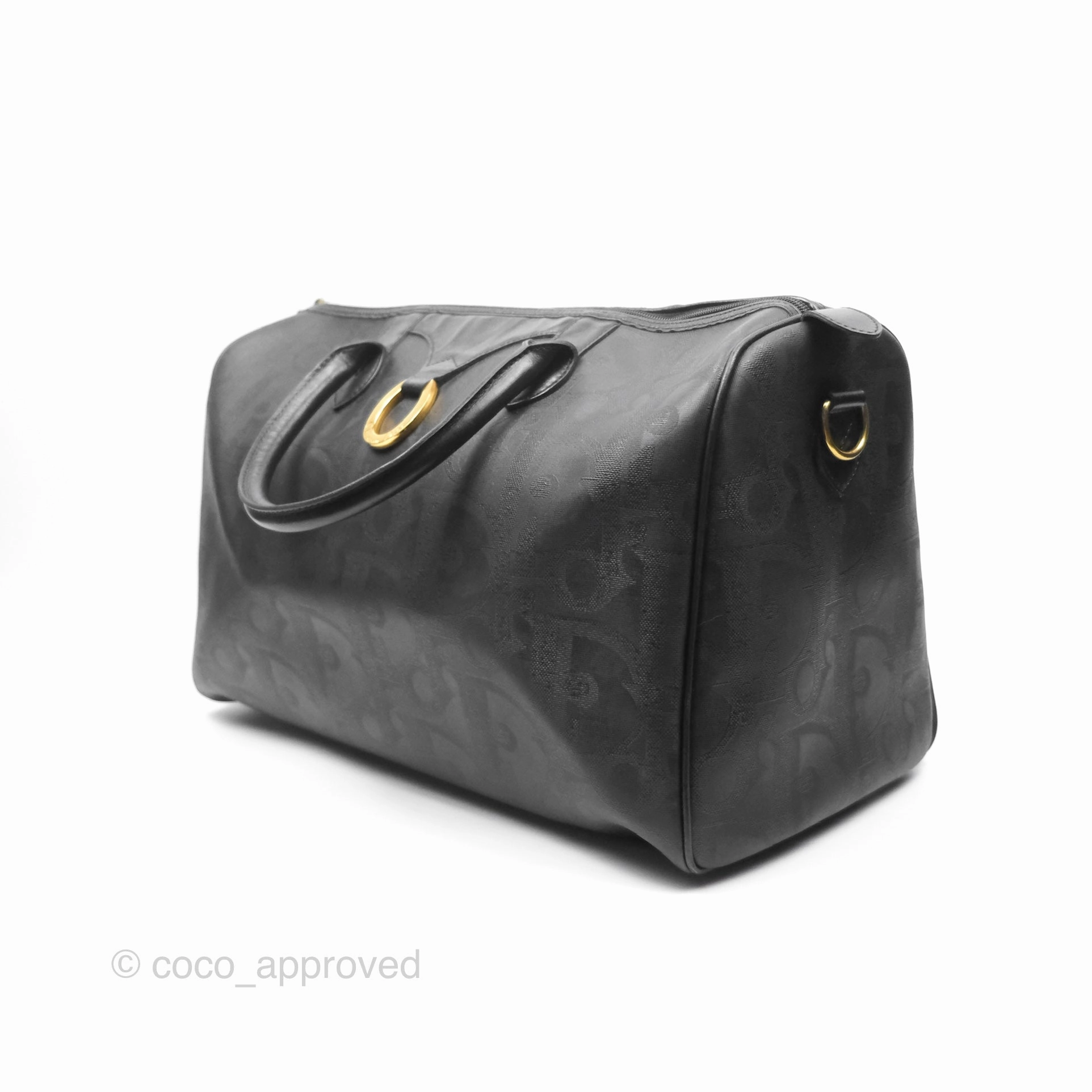 Dior Vintage Trotter Boston Duffle Bag Oblique Black