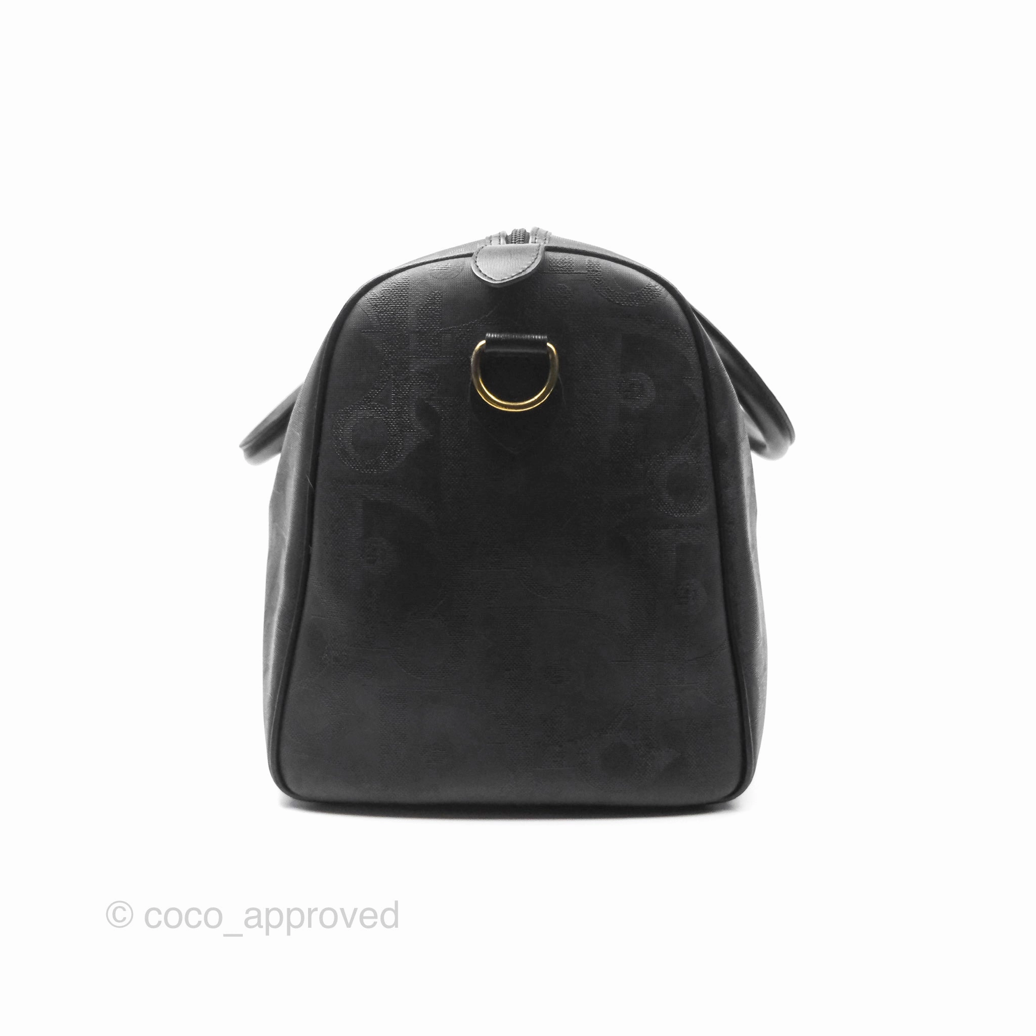 Dior Vintage Trotter Boston Duffle Bag Oblique Black