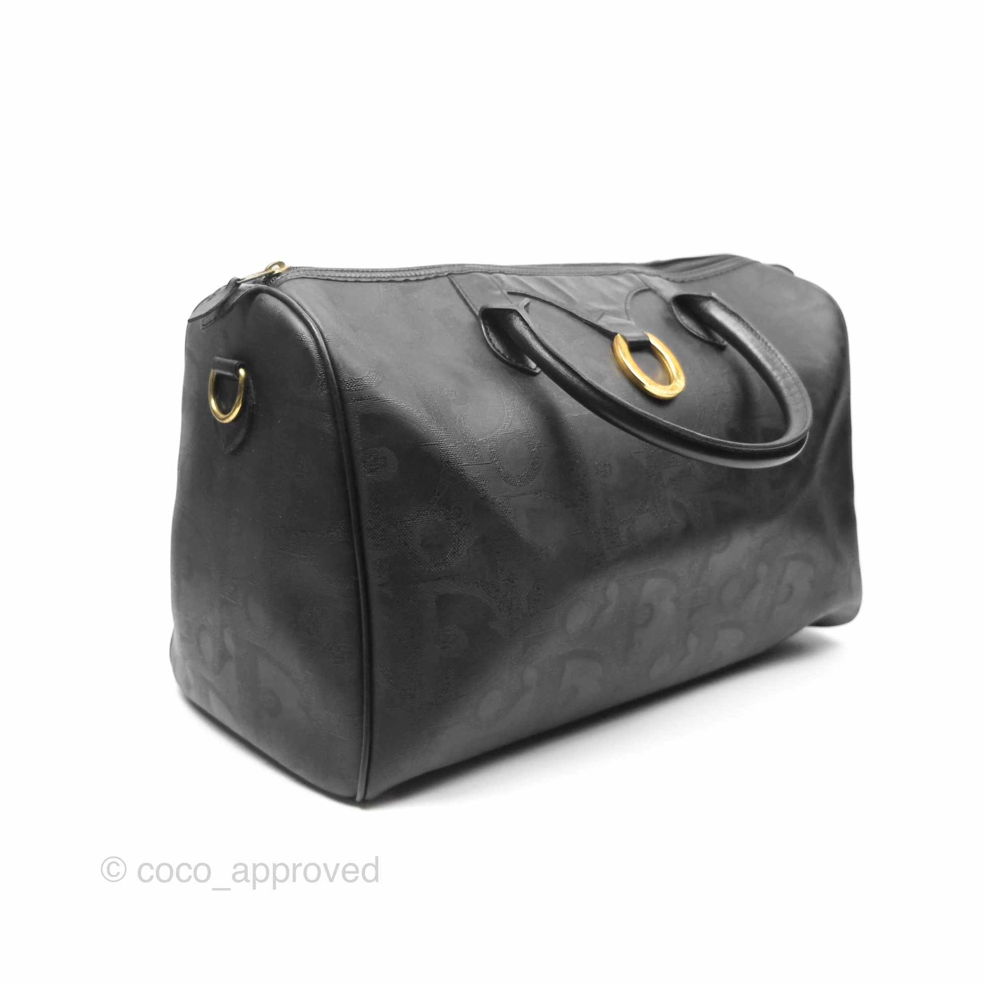Dior Vintage Trotter Boston Duffle Bag Oblique Black