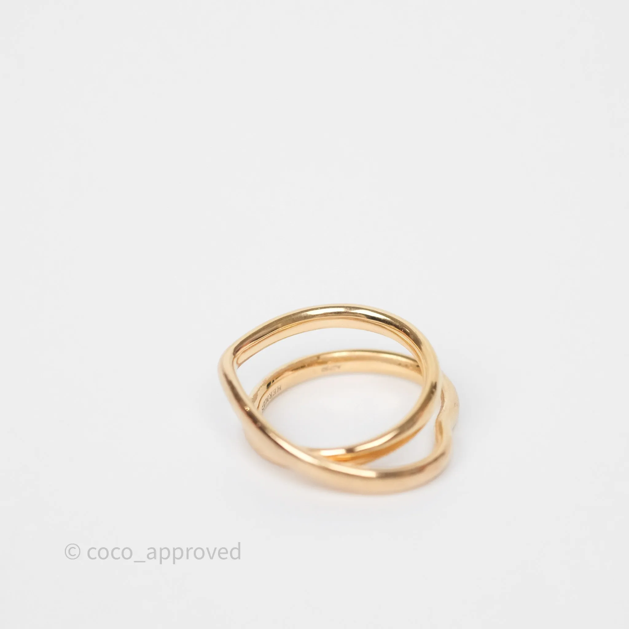 Hermes Bague Vertige Coeur MM Or Rose Ring 18k Size 51