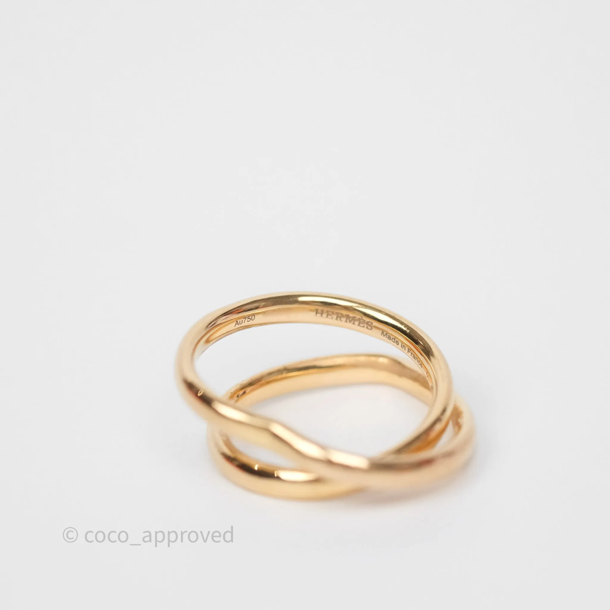 Hermes Bague Vertige Coeur MM Or Rose Ring 18k Size 51