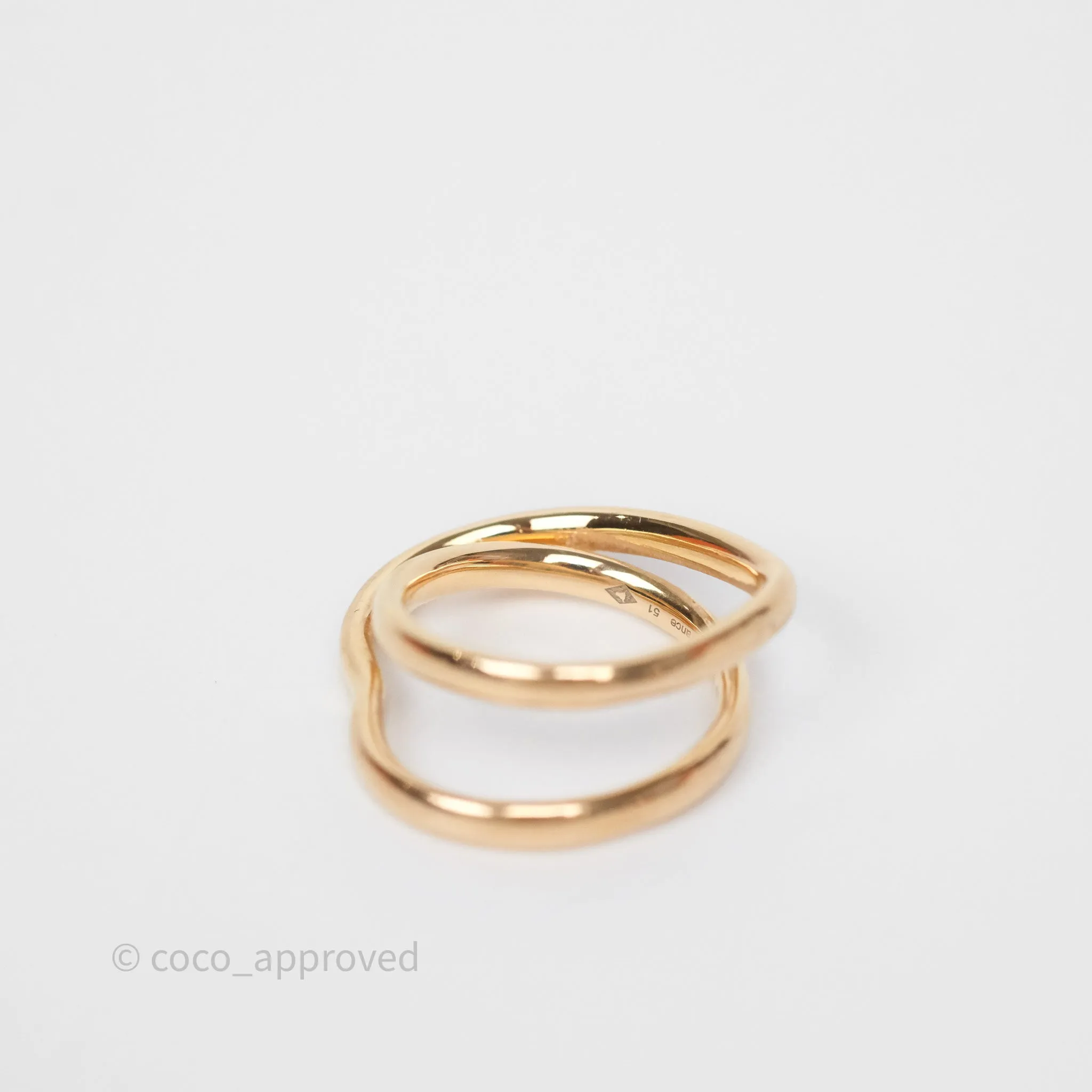 Hermes Bague Vertige Coeur MM Or Rose Ring 18k Size 51