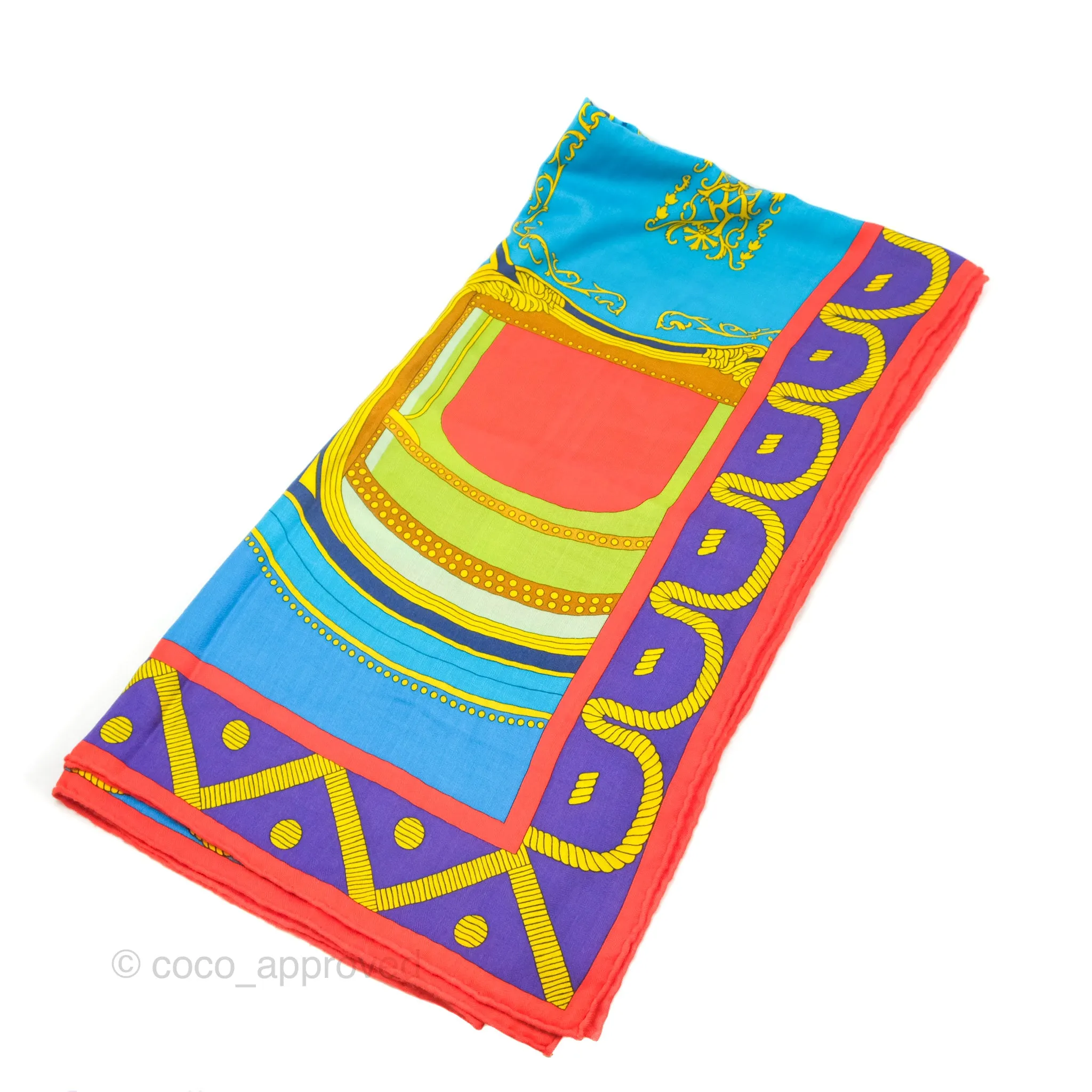 Hermes 'Balade en Berline' Scarf Shawl 140 Cashmere Silk