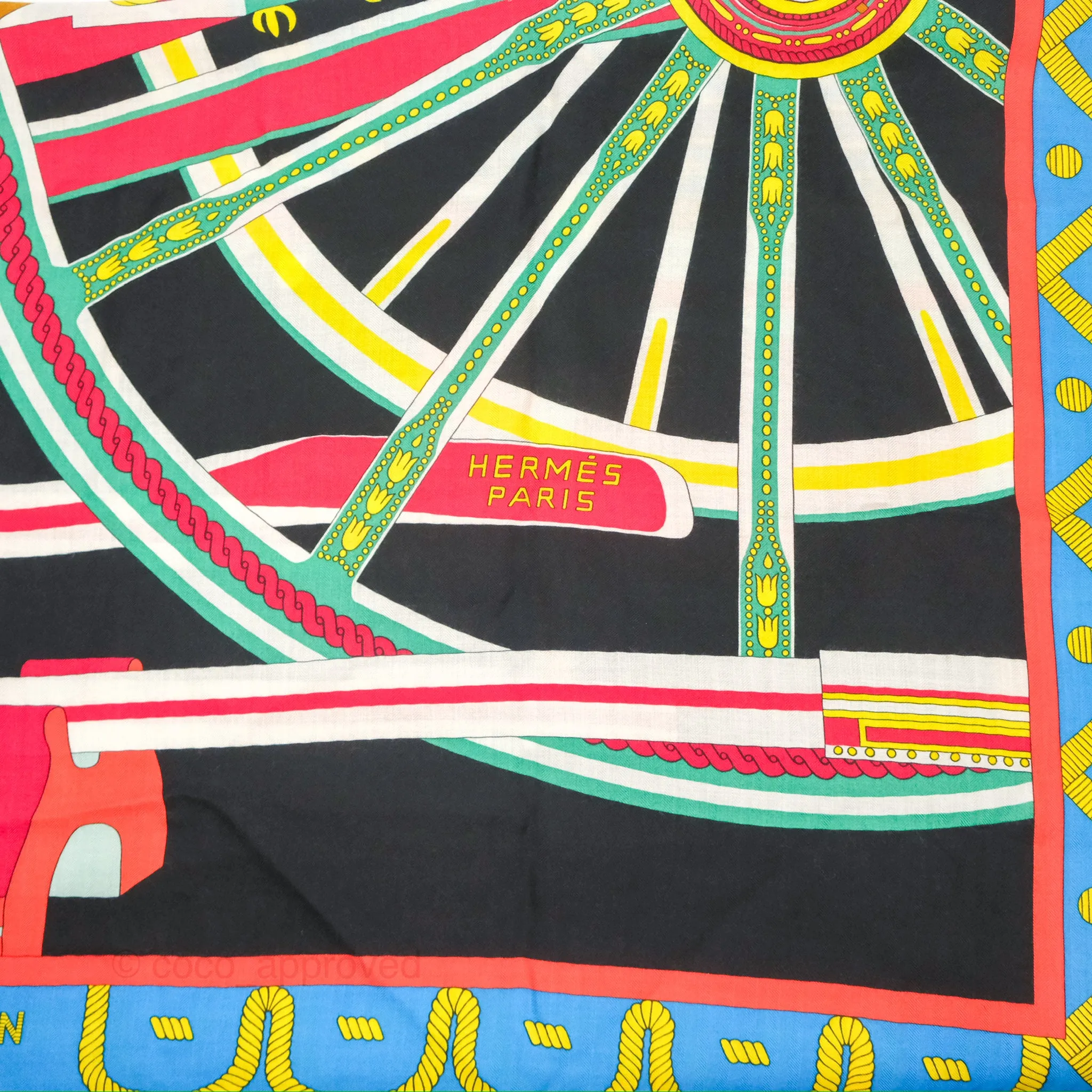 Hermes 'Balade en Berline' Scarf Shawl 140 Cashmere Silk