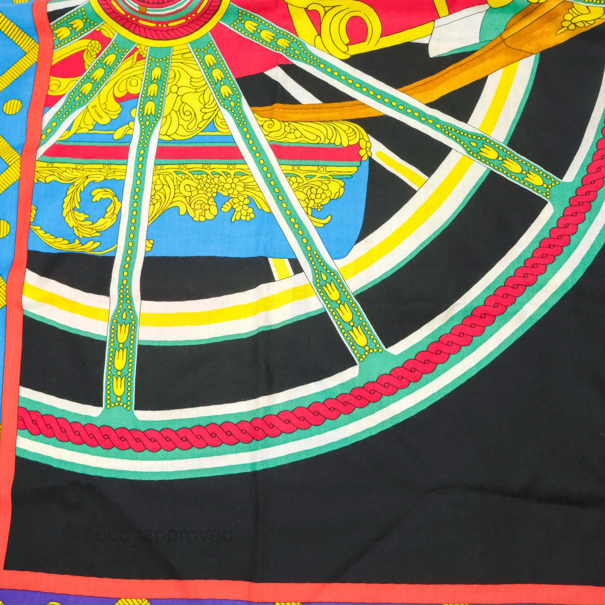 Hermes 'Balade en Berline' Scarf Shawl 140 Cashmere Silk
