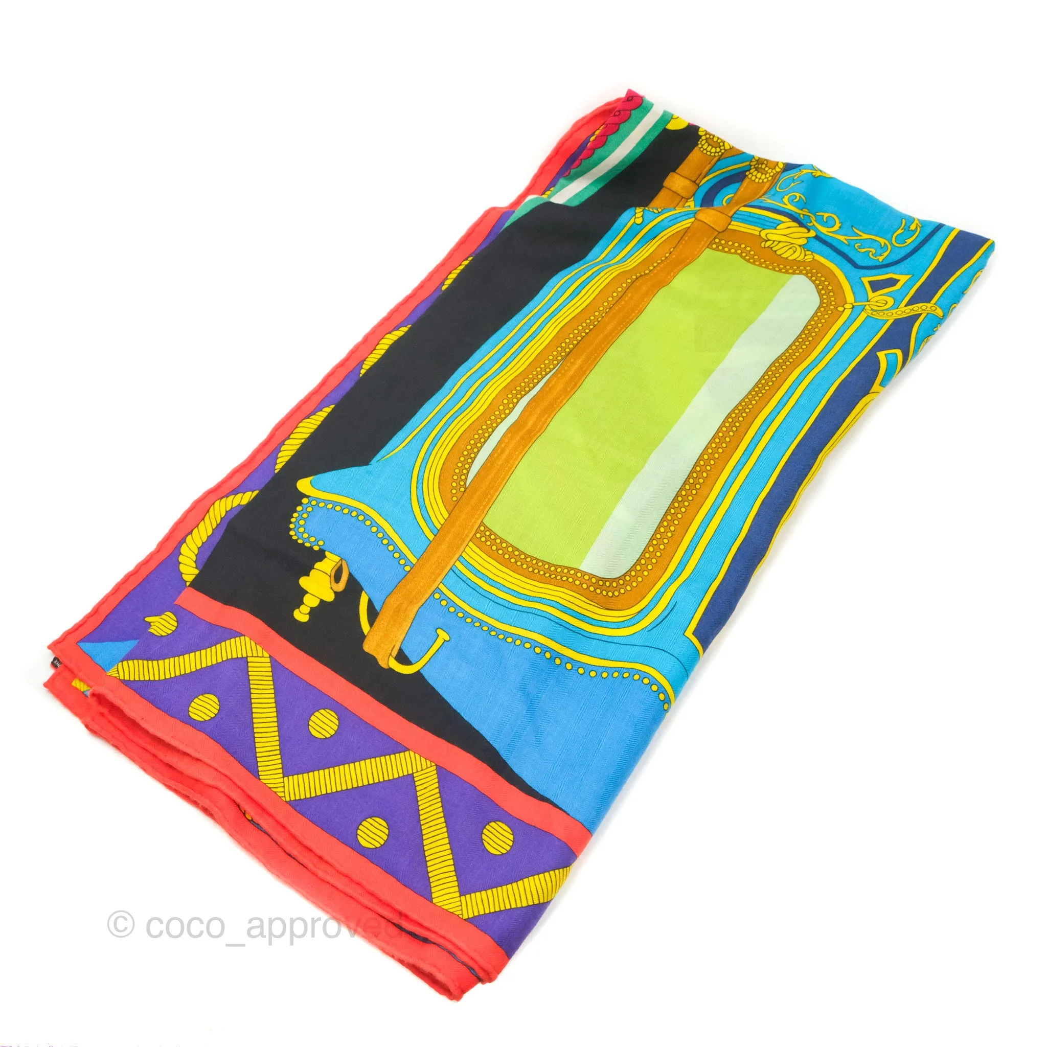 Hermes 'Balade en Berline' Scarf Shawl 140 Cashmere Silk