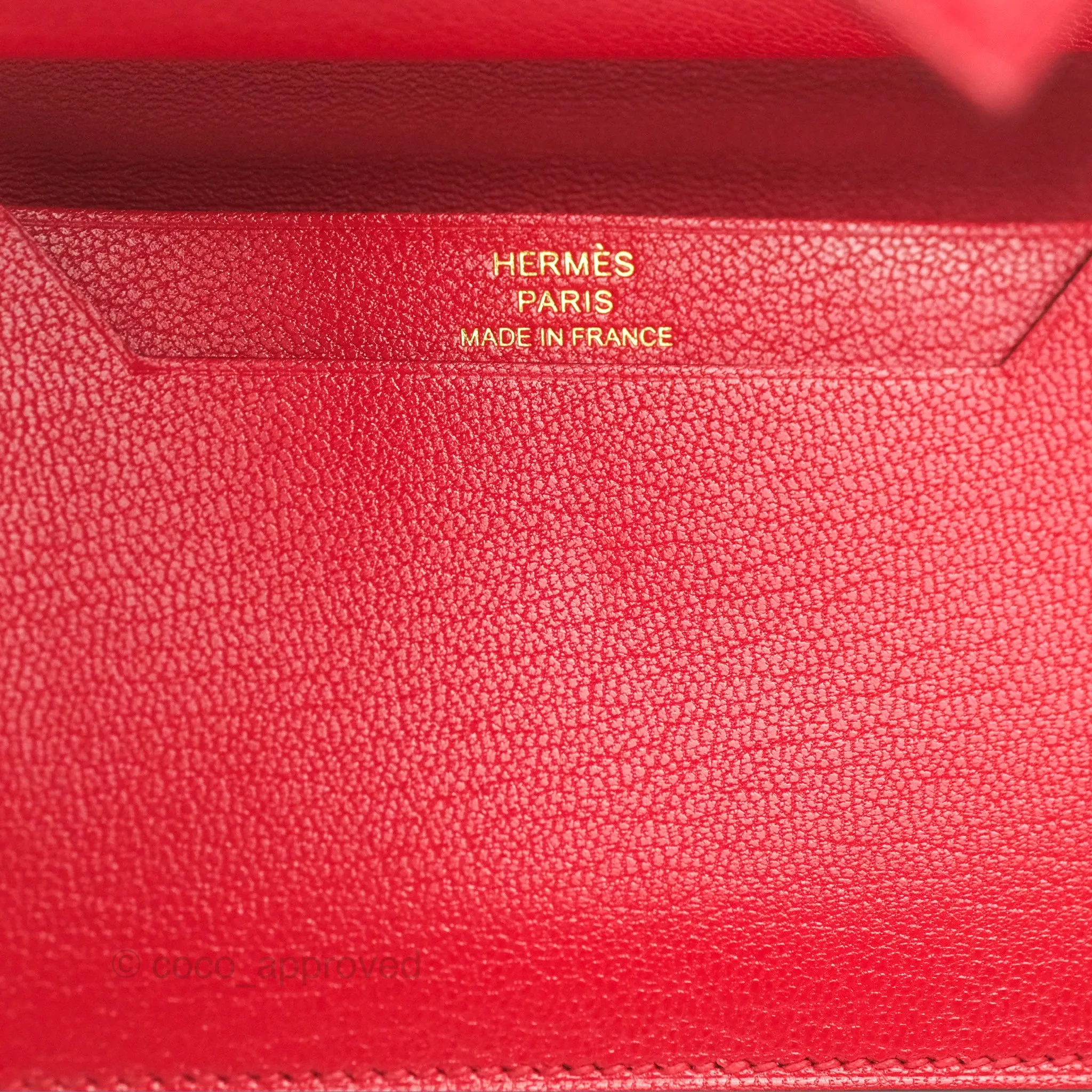 Hermes Bearn Mini Wallet Rouge De Coeur Chamkila Goatskin Gold Hardware