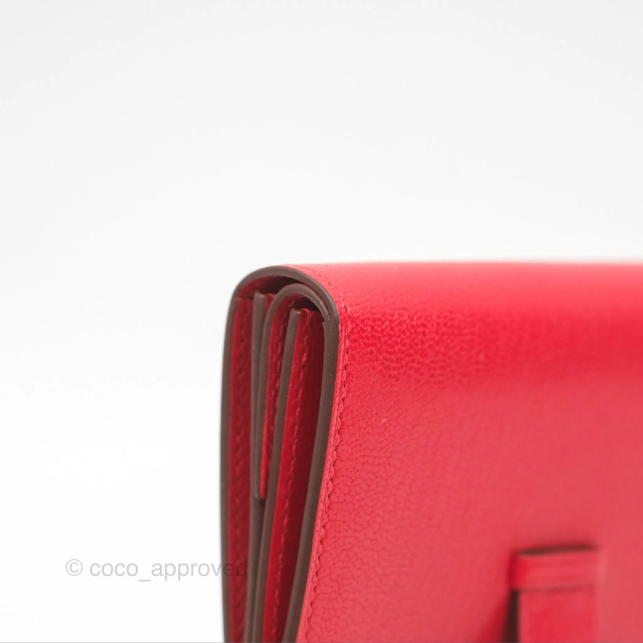 Hermes Bearn Mini Wallet Rouge De Coeur Chamkila Goatskin Gold Hardware