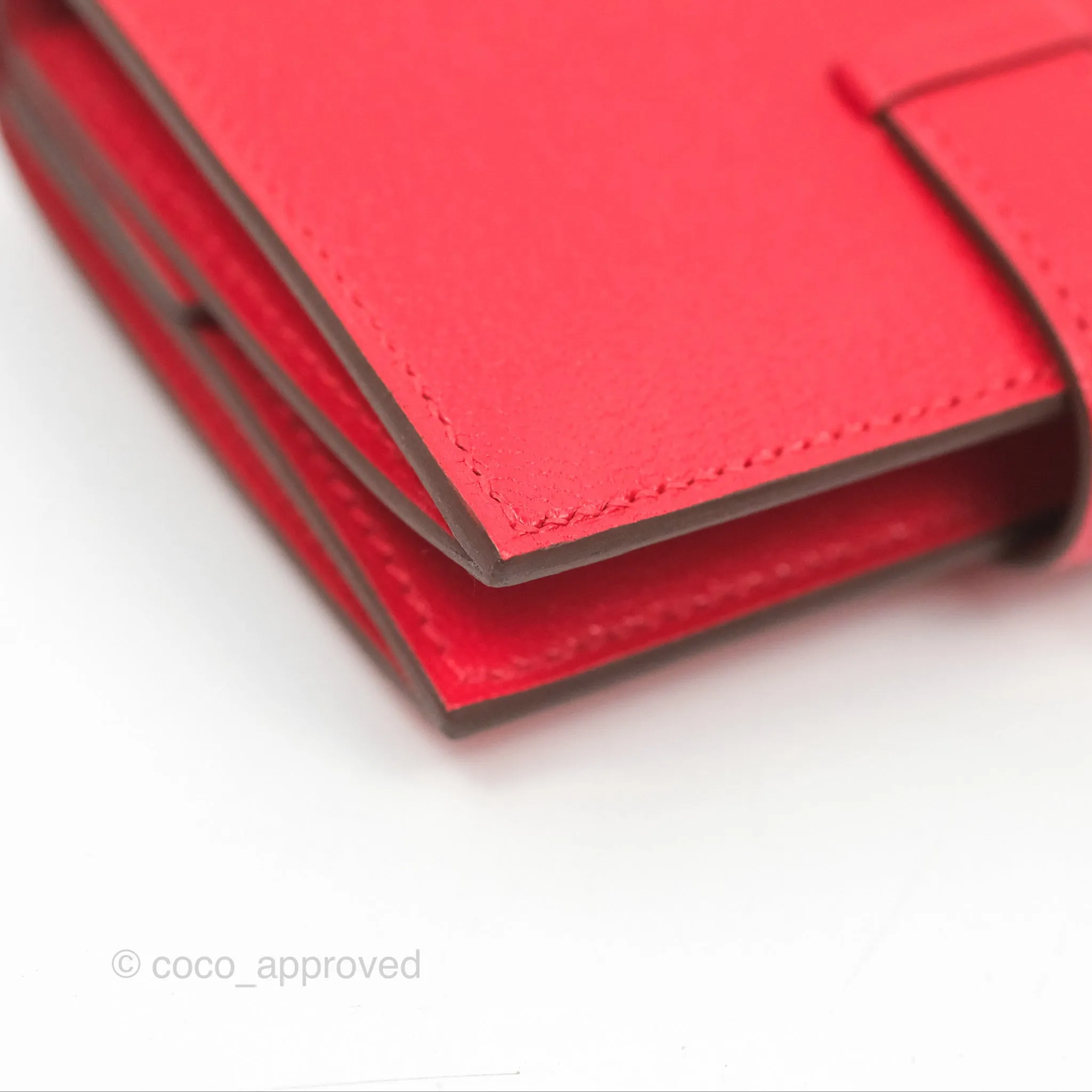 Hermes Bearn Mini Wallet Rouge De Coeur Chamkila Goatskin Gold Hardware