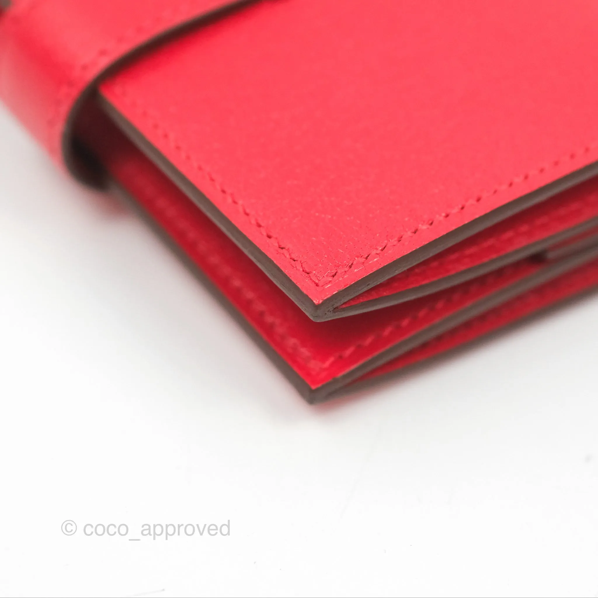 Hermes Bearn Mini Wallet Rouge De Coeur Chamkila Goatskin Gold Hardware
