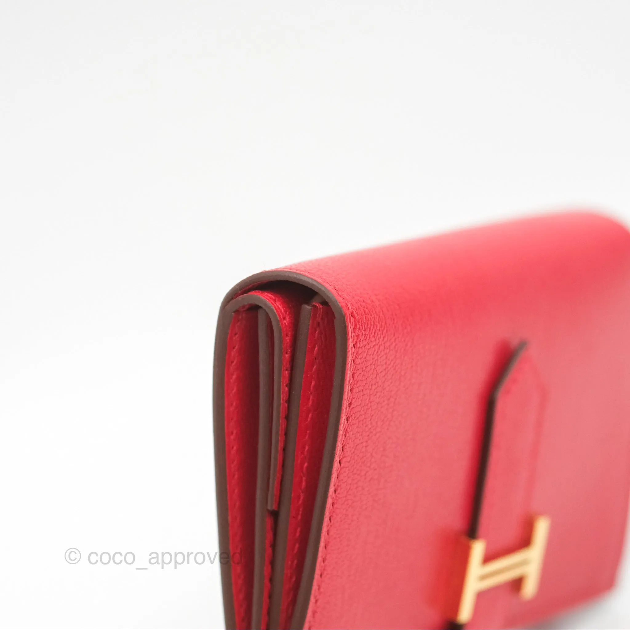 Hermes Bearn Mini Wallet Rouge De Coeur Chamkila Goatskin Gold Hardware