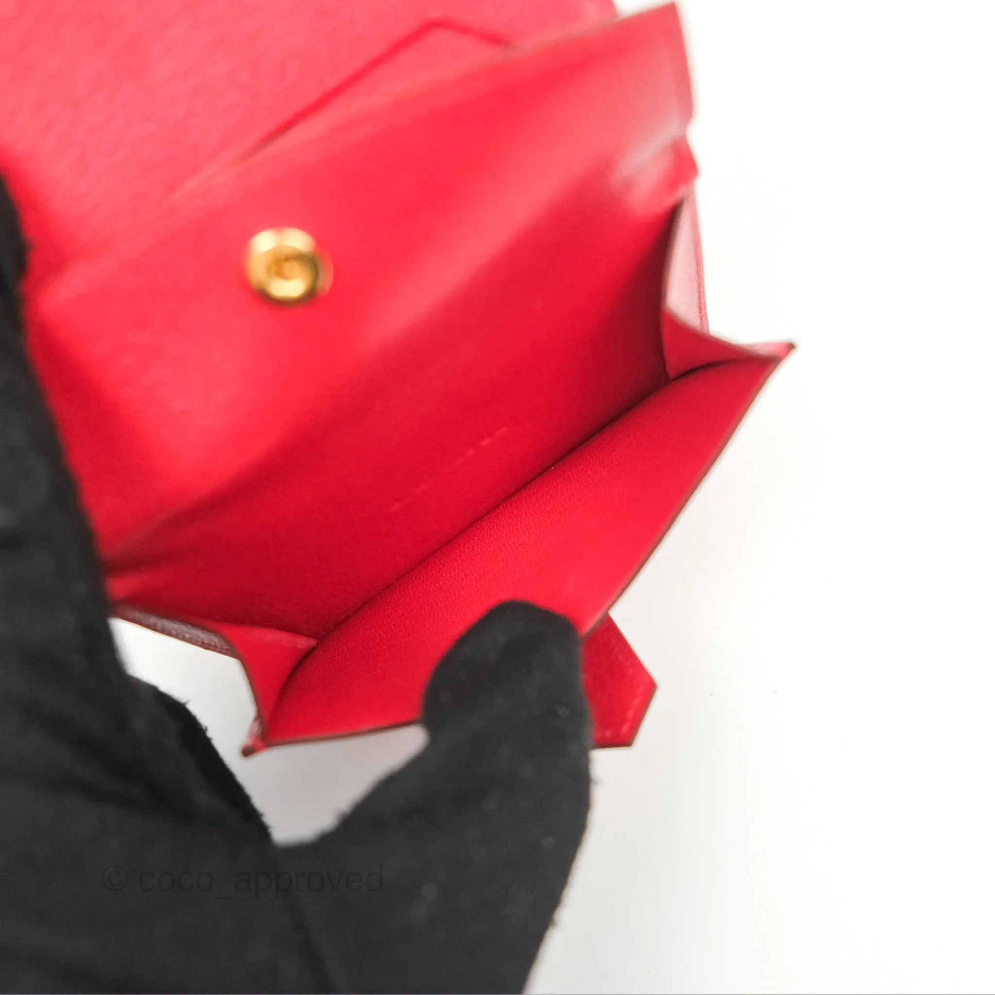 Hermes Bearn Mini Wallet Rouge De Coeur Chamkila Goatskin Gold Hardware