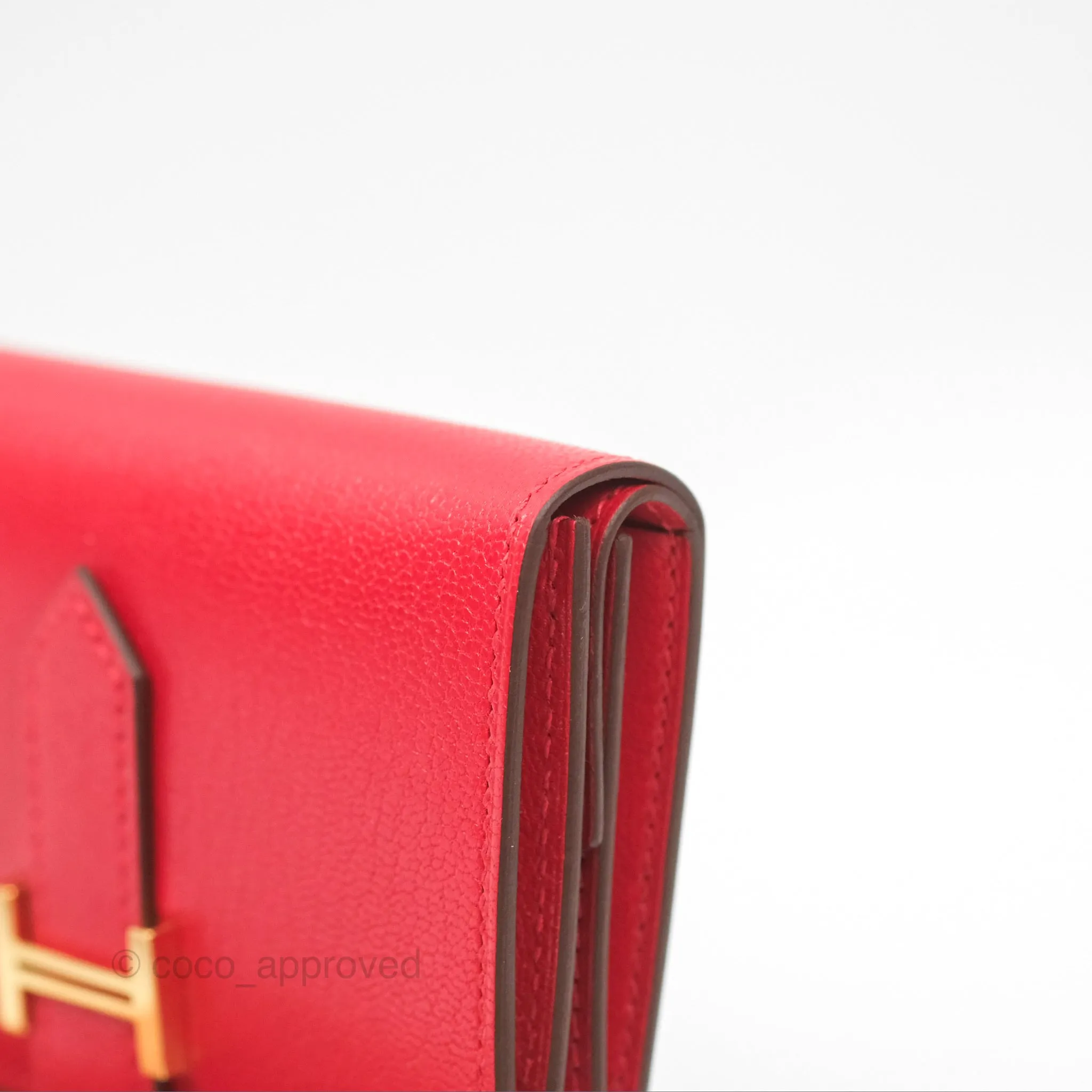 Hermes Bearn Mini Wallet Rouge De Coeur Chamkila Goatskin Gold Hardware