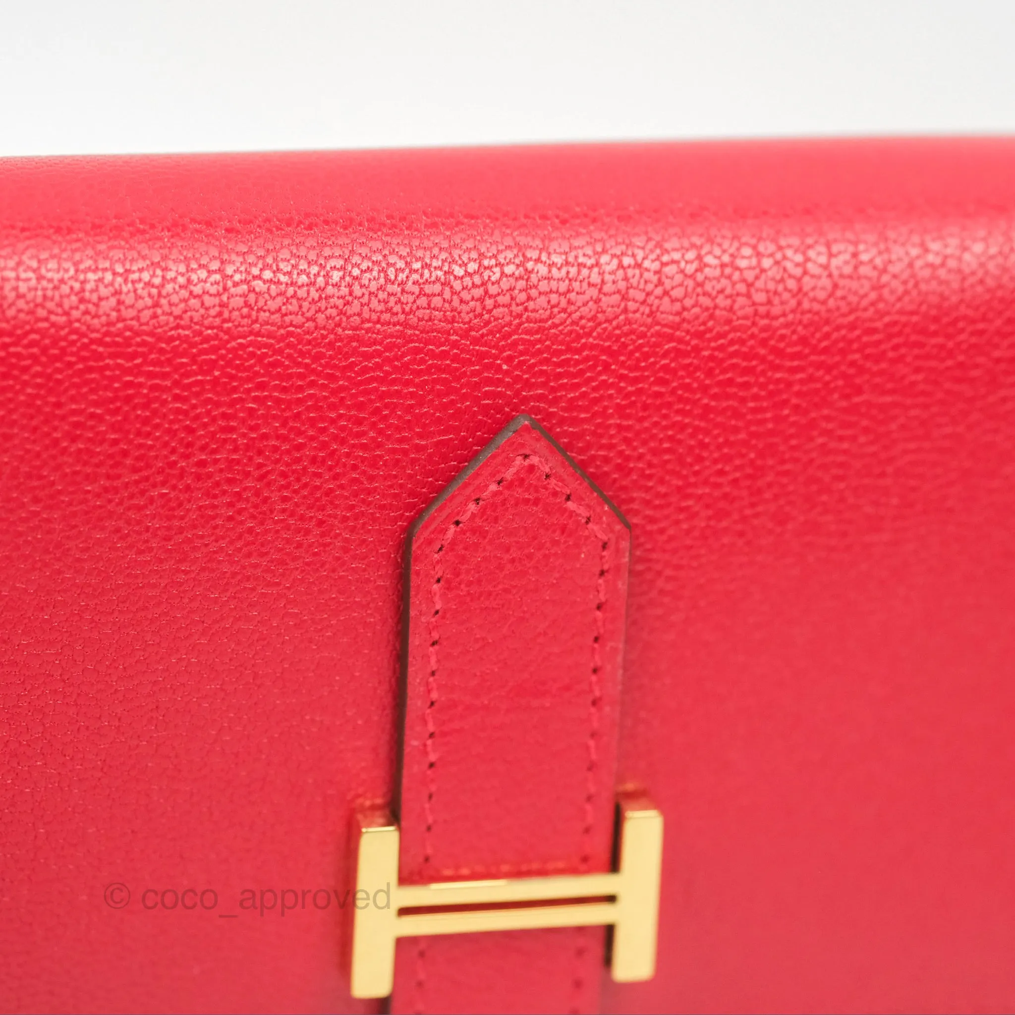 Hermes Bearn Mini Wallet Rouge De Coeur Chamkila Goatskin Gold Hardware