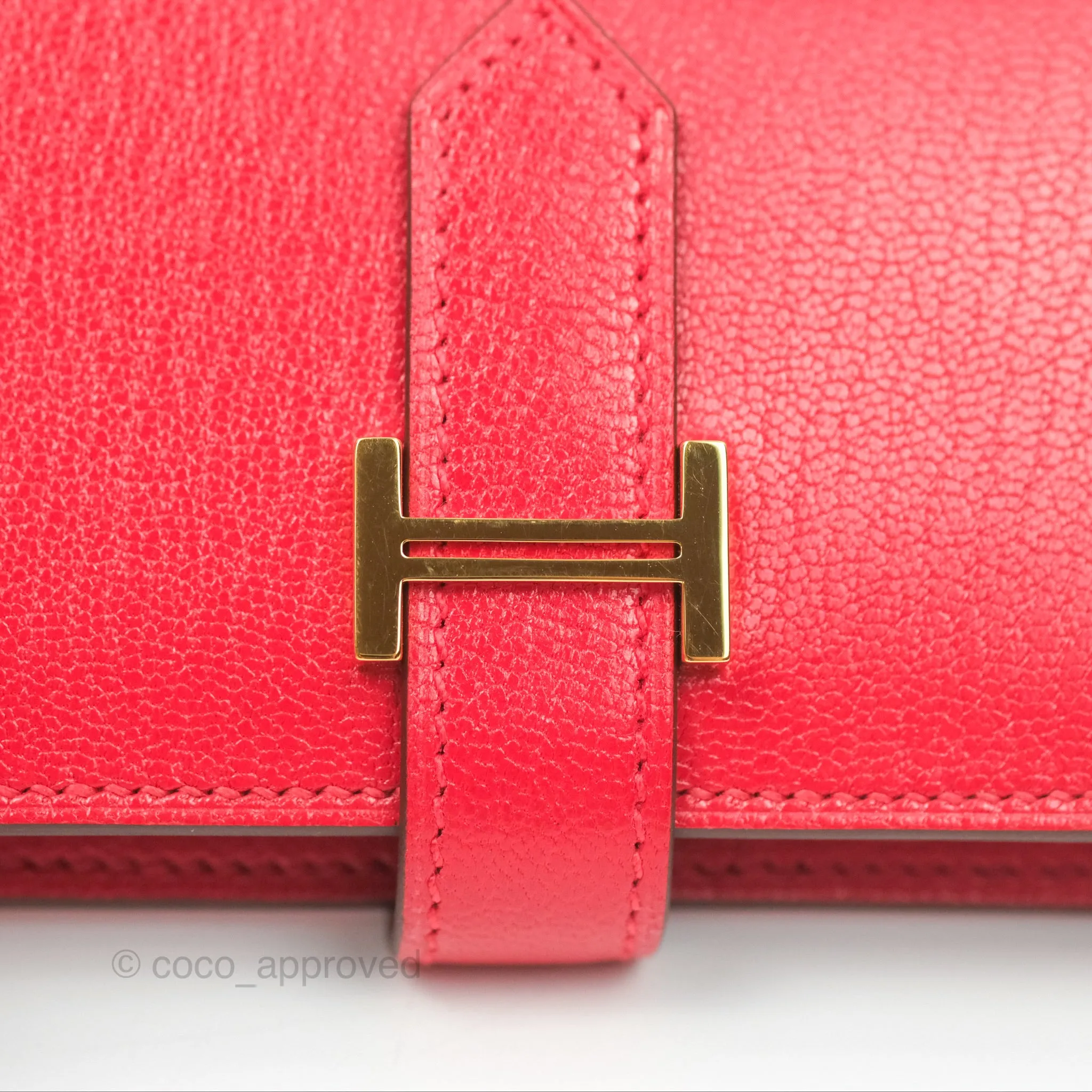 Hermes Bearn Mini Wallet Rouge De Coeur Chamkila Goatskin Gold Hardware