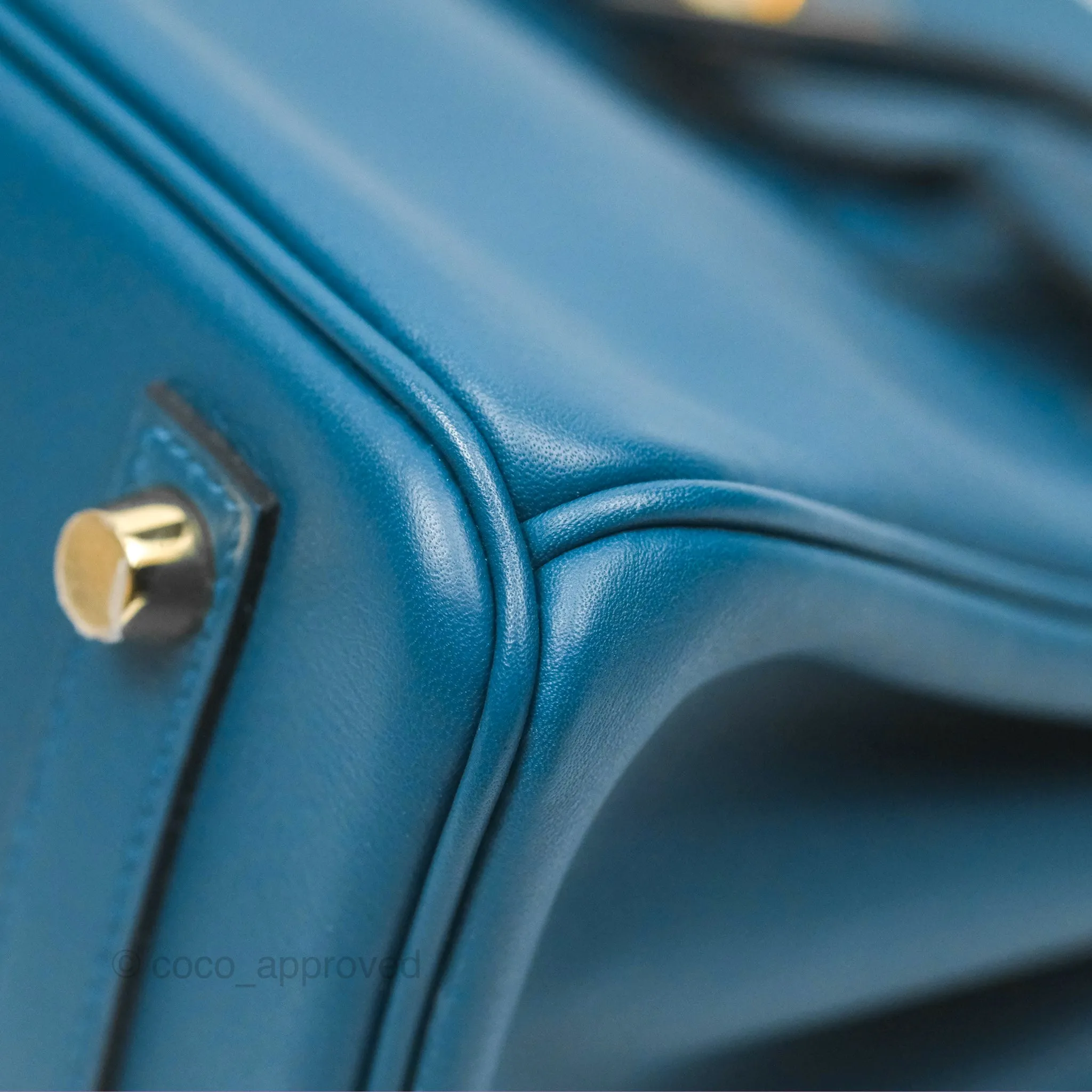 Hermes Birkin 25 Retourne Bleu Colvert Swift Gold Hardware