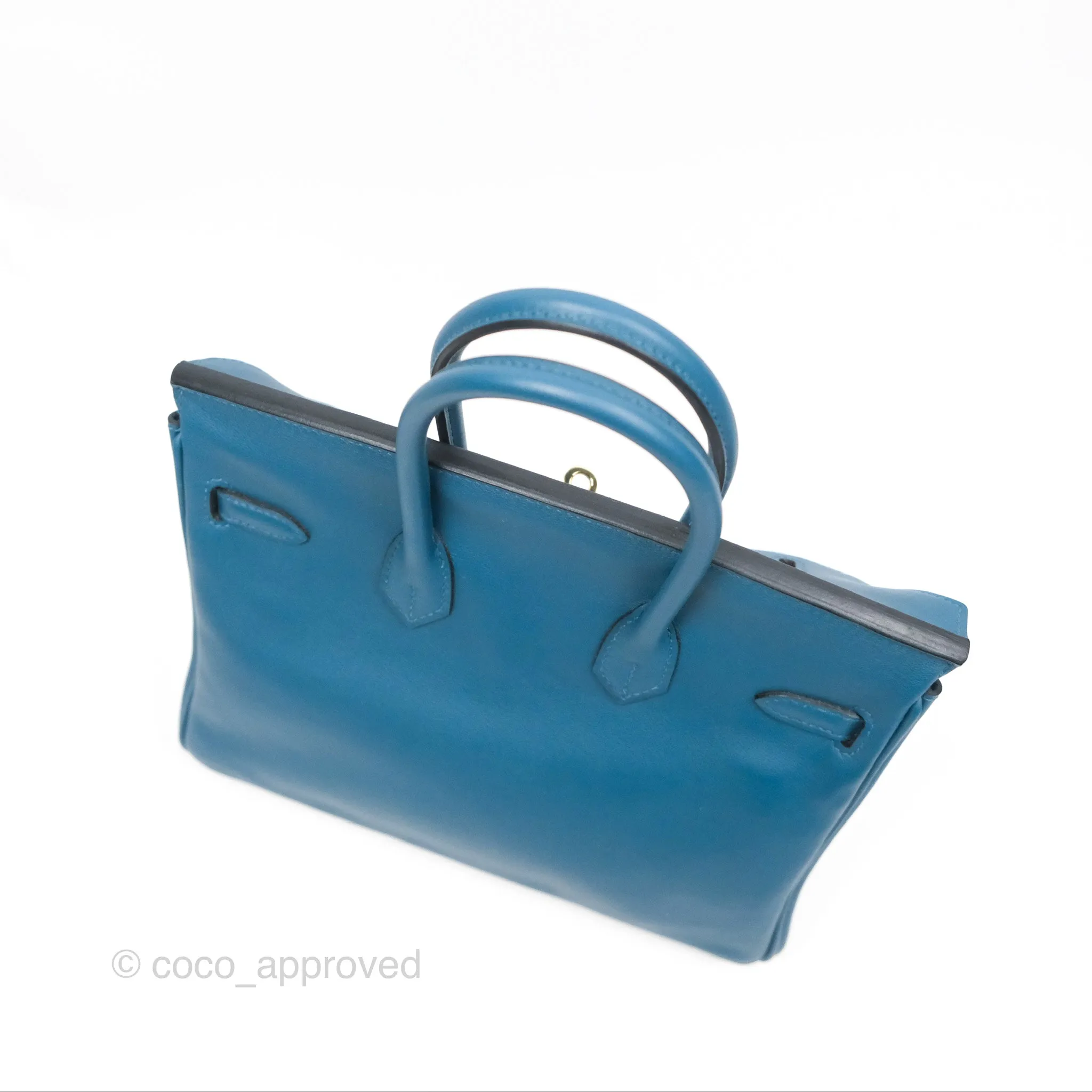 Hermes Birkin 25 Retourne Bleu Colvert Swift Gold Hardware