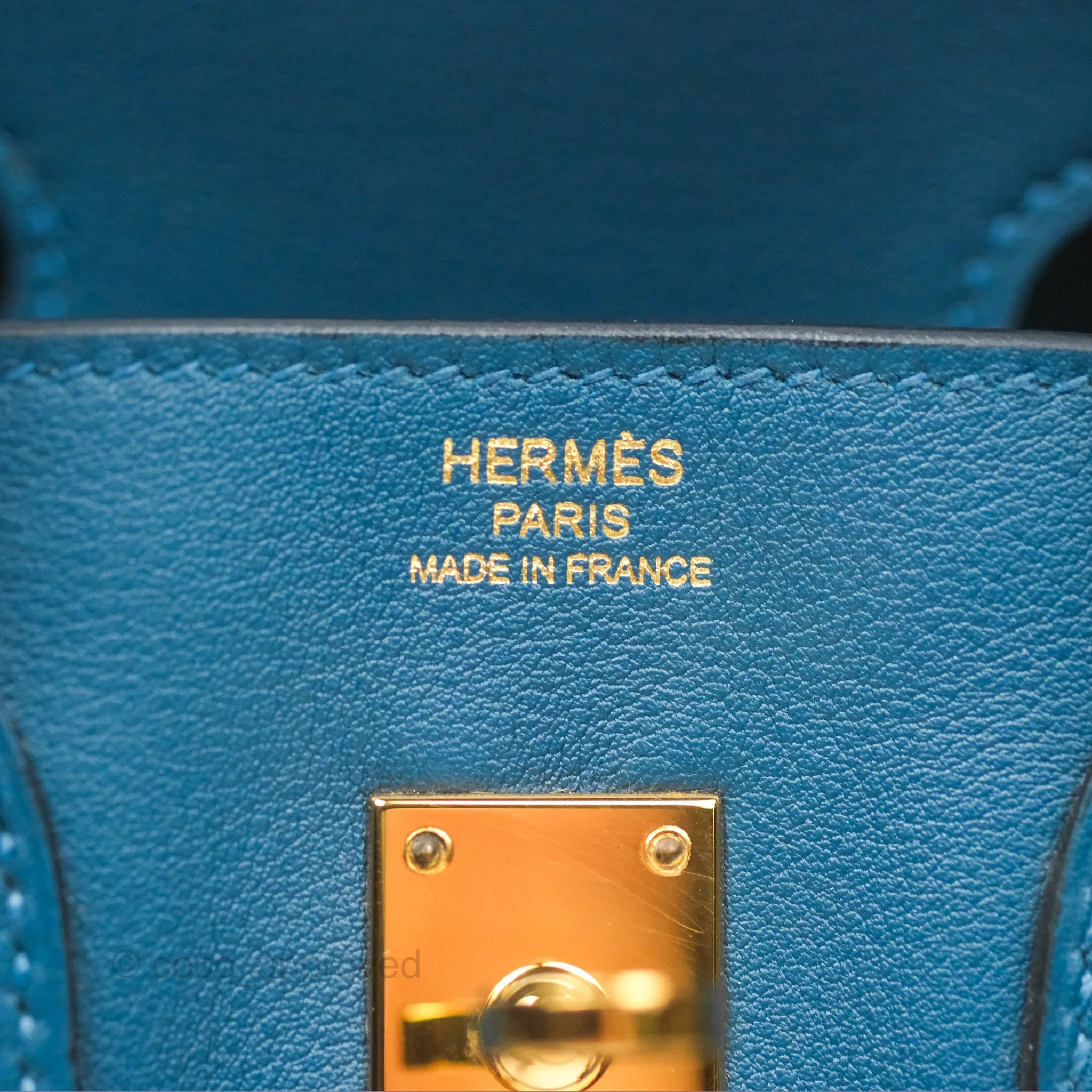 Hermes Birkin 25 Retourne Bleu Colvert Swift Gold Hardware