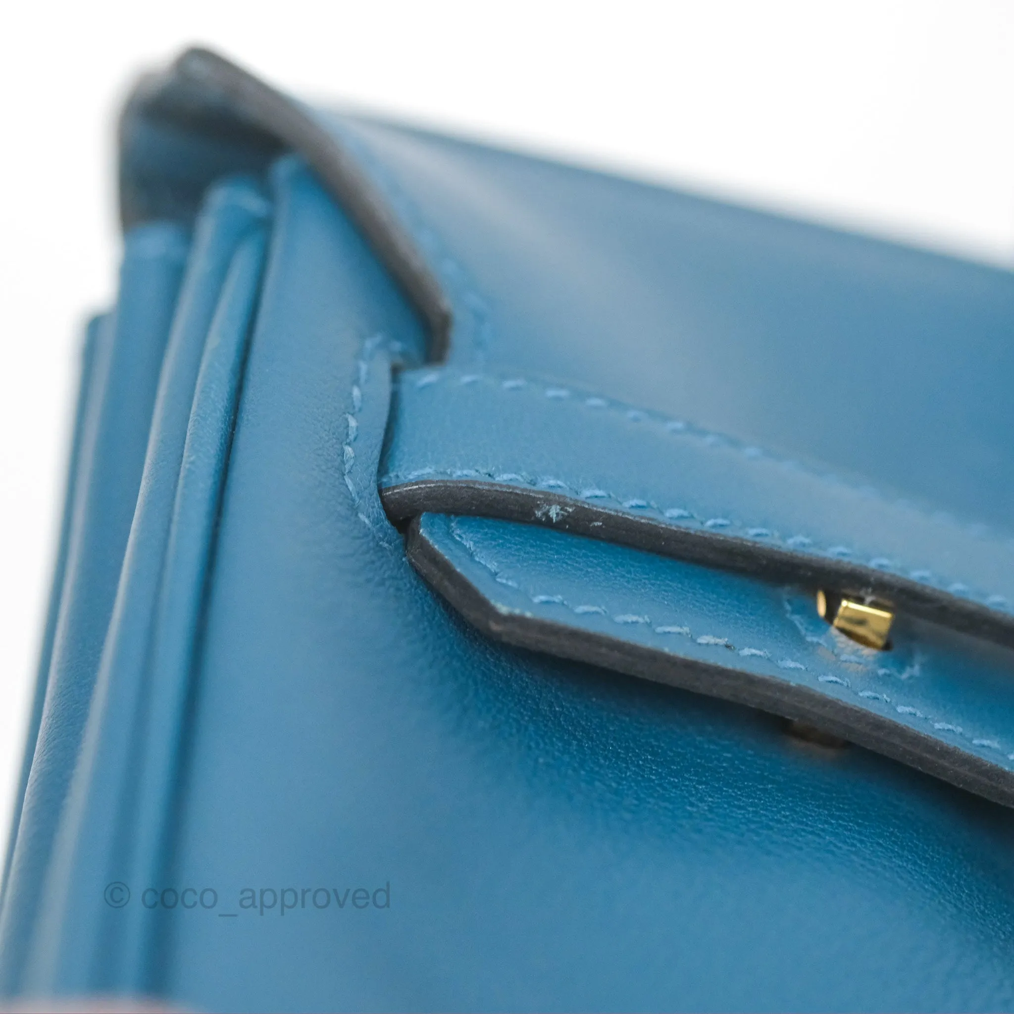 Hermes Birkin 25 Retourne Bleu Colvert Swift Gold Hardware