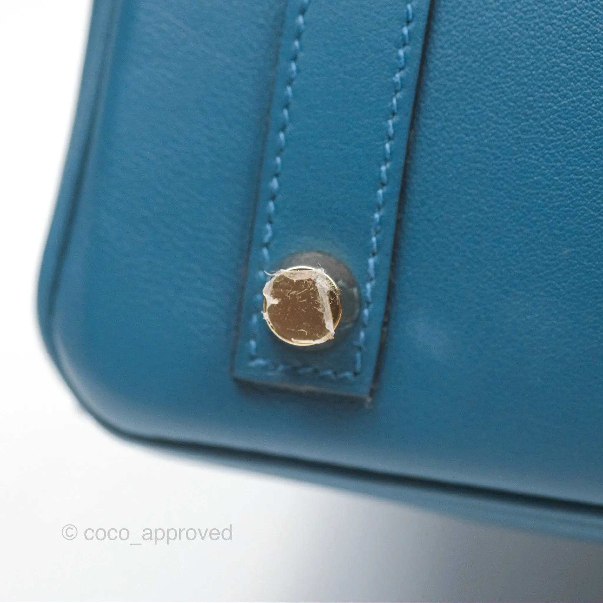Hermes Birkin 25 Retourne Bleu Colvert Swift Gold Hardware