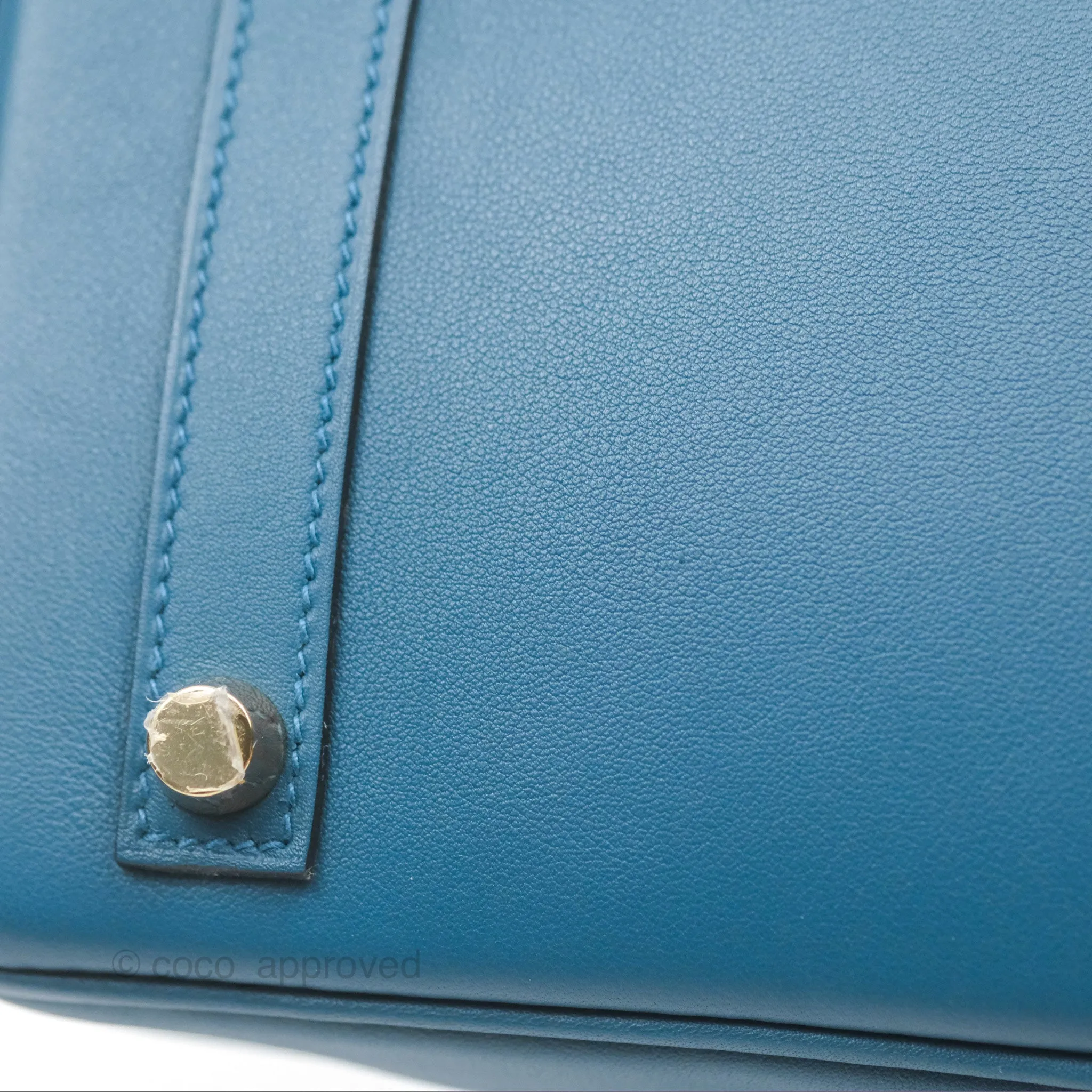 Hermes Birkin 25 Retourne Bleu Colvert Swift Gold Hardware