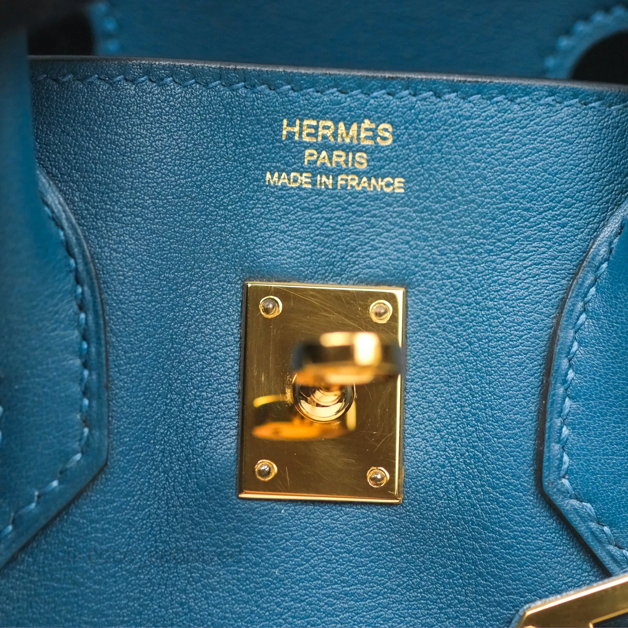 Hermes Birkin 25 Retourne Bleu Colvert Swift Gold Hardware