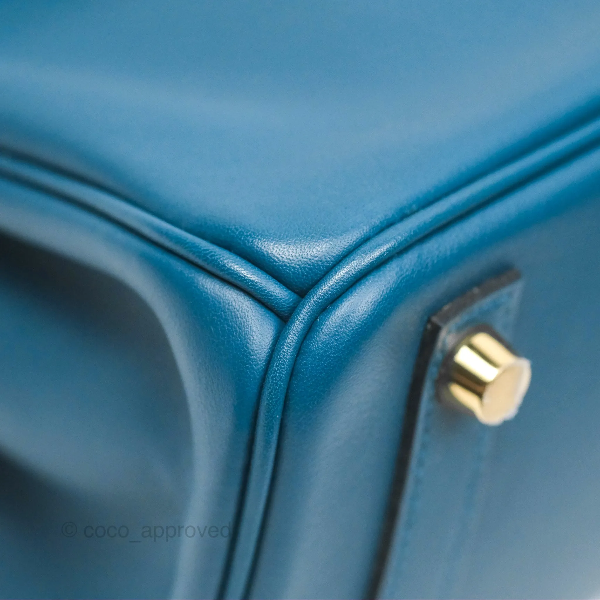 Hermes Birkin 25 Retourne Bleu Colvert Swift Gold Hardware