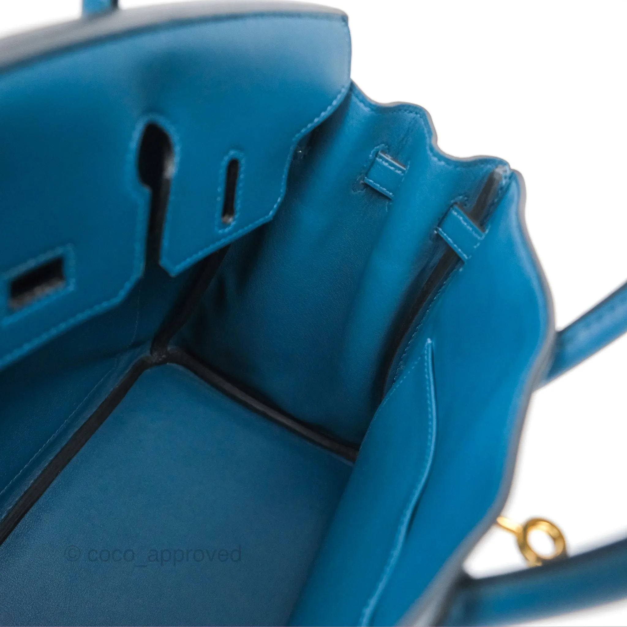 Hermes Birkin 25 Retourne Bleu Colvert Swift Gold Hardware