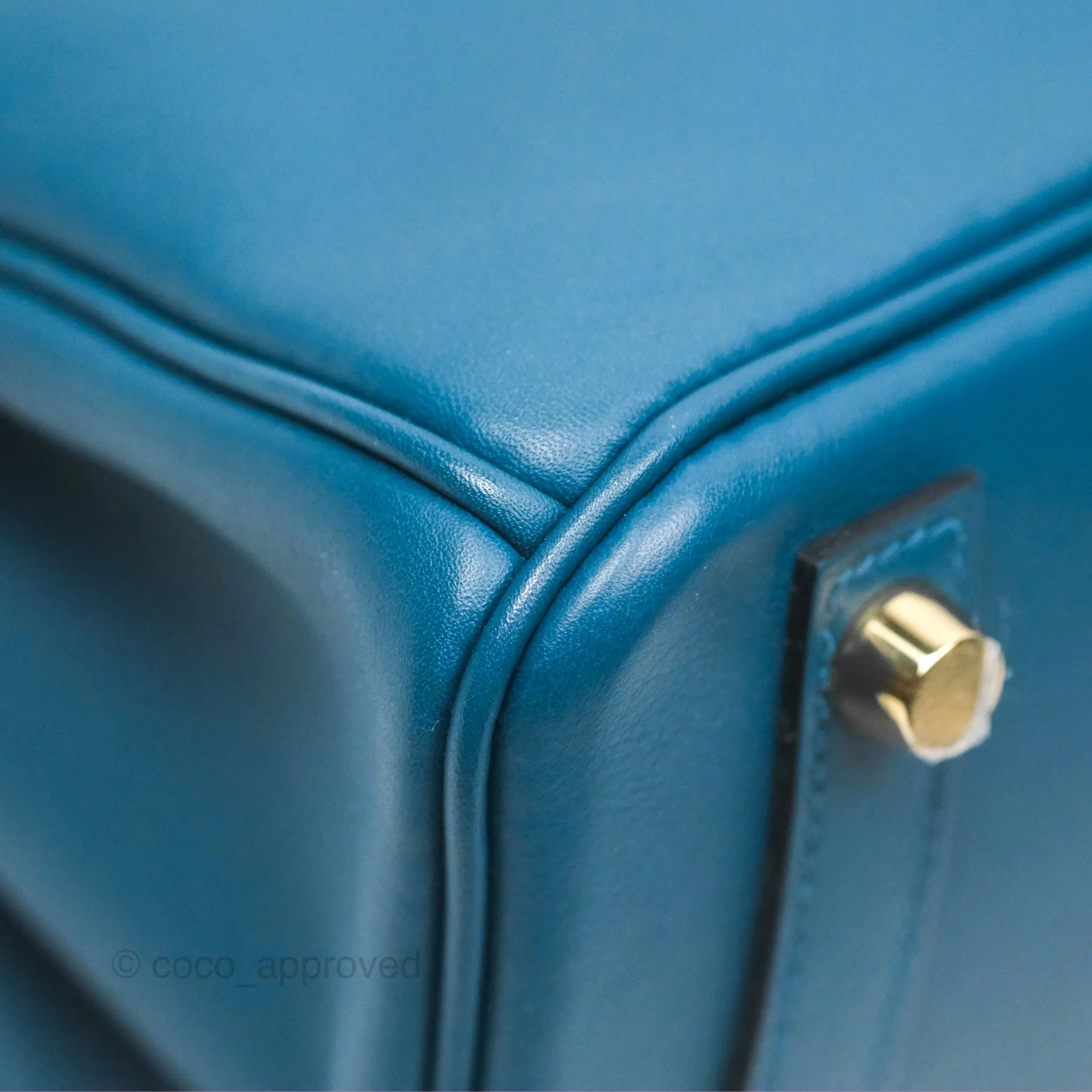 Hermes Birkin 25 Retourne Bleu Colvert Swift Gold Hardware