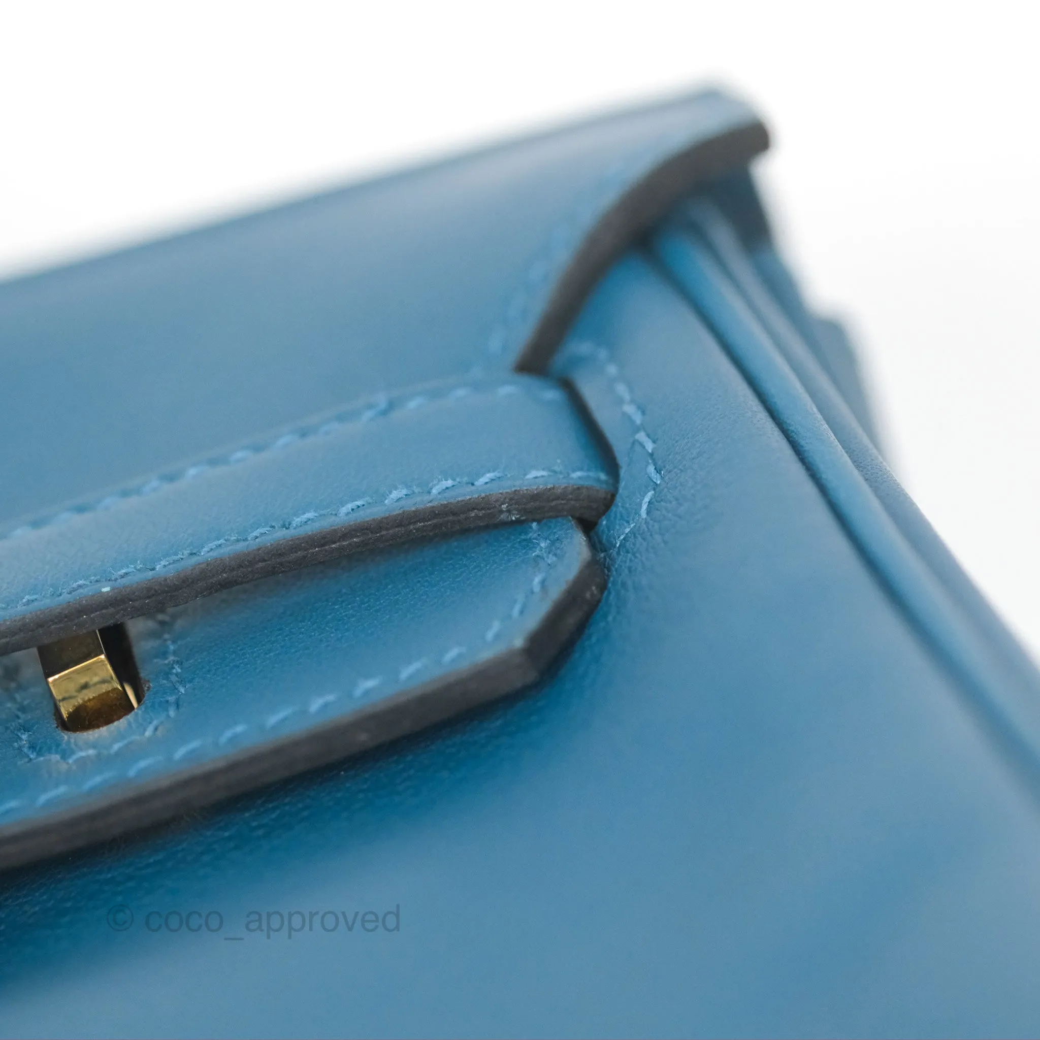 Hermes Birkin 25 Retourne Bleu Colvert Swift Gold Hardware