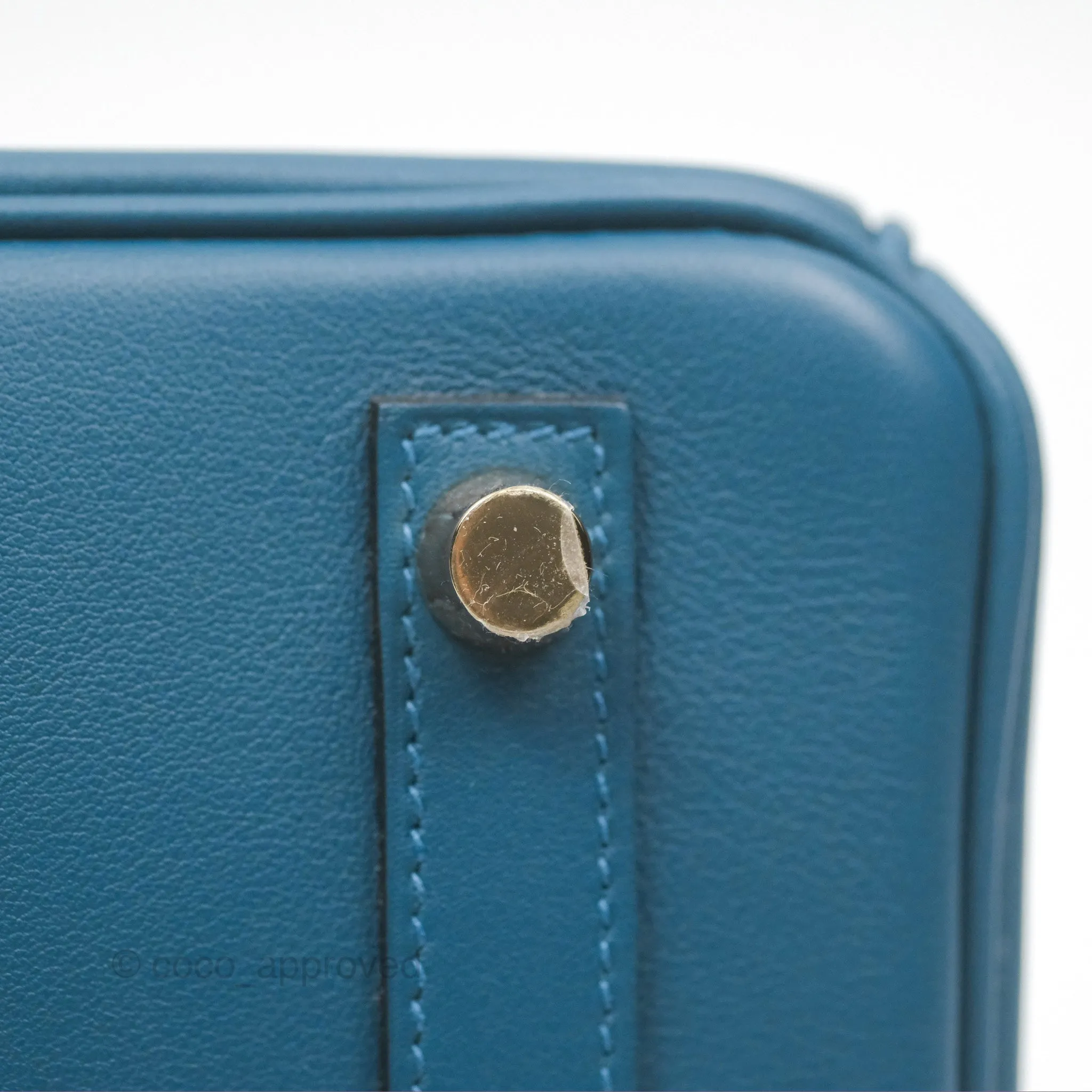 Hermes Birkin 25 Retourne Bleu Colvert Swift Gold Hardware
