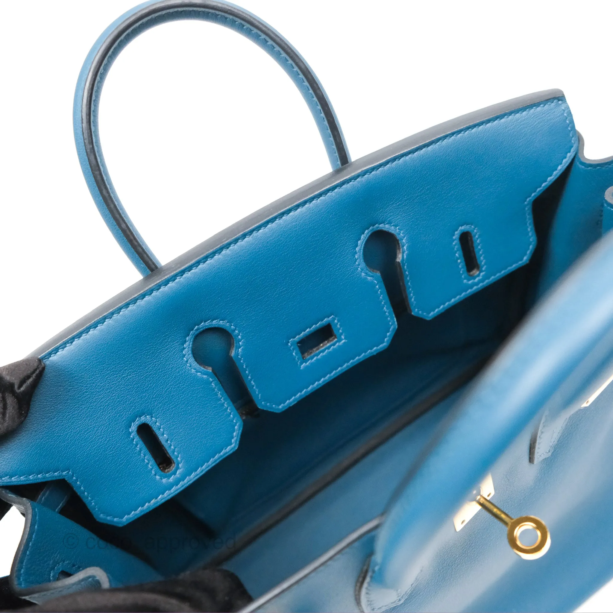 Hermes Birkin 25 Retourne Bleu Colvert Swift Gold Hardware