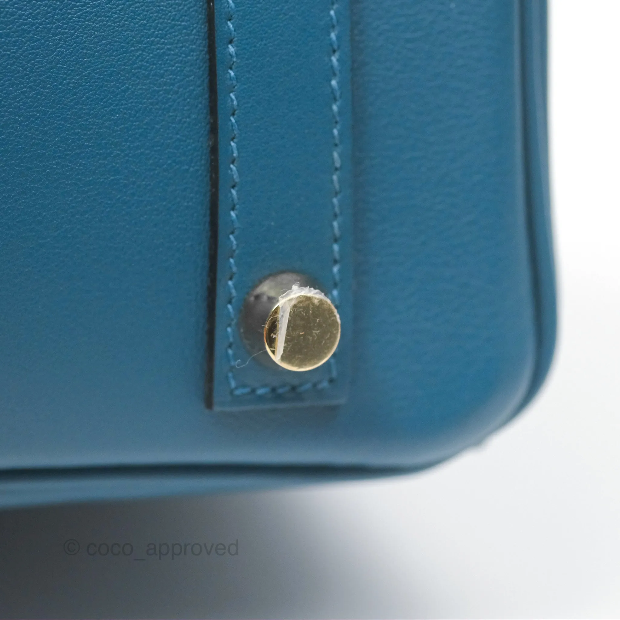 Hermes Birkin 25 Retourne Bleu Colvert Swift Gold Hardware
