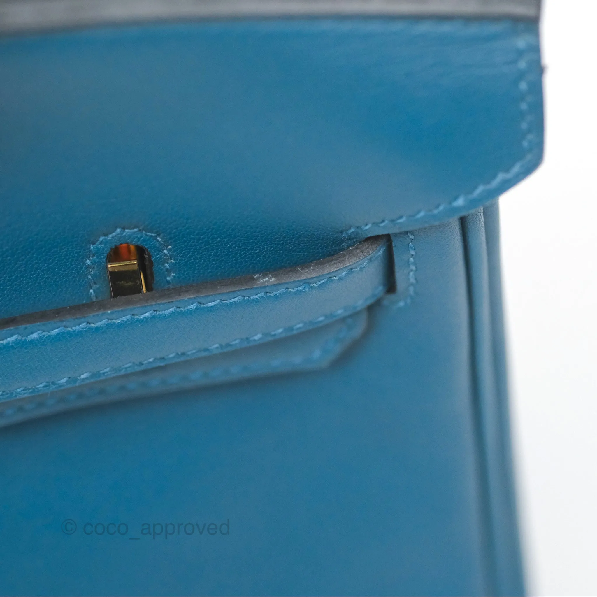Hermes Birkin 25 Retourne Bleu Colvert Swift Gold Hardware