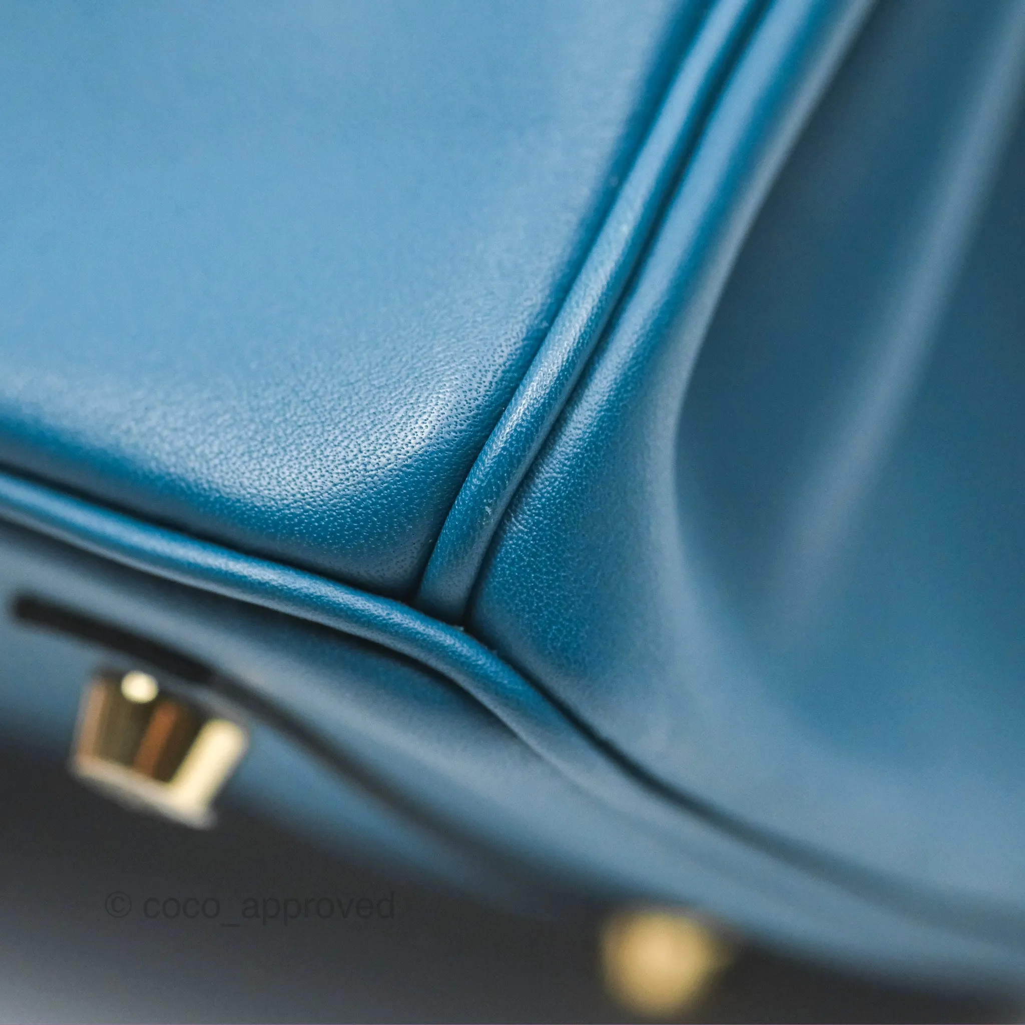 Hermes Birkin 25 Retourne Bleu Colvert Swift Gold Hardware