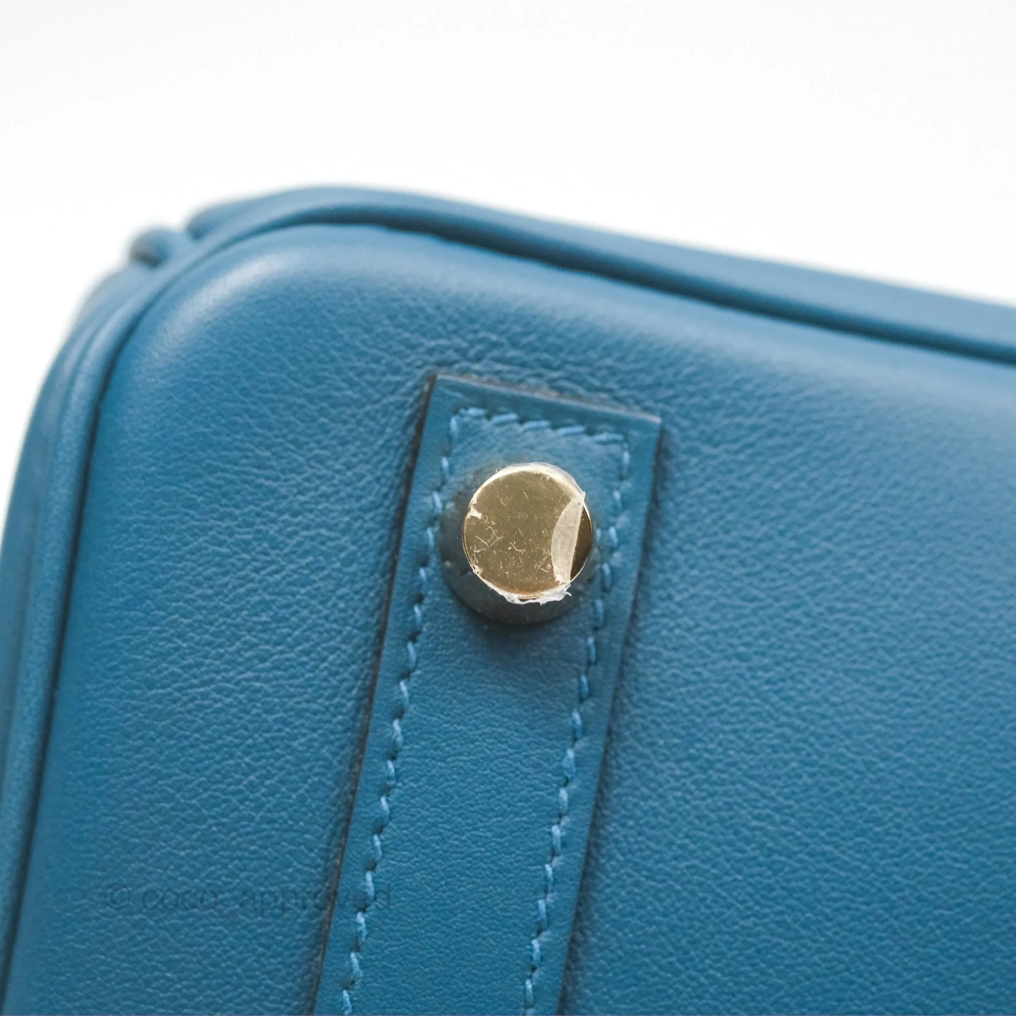Hermes Birkin 25 Retourne Bleu Colvert Swift Gold Hardware